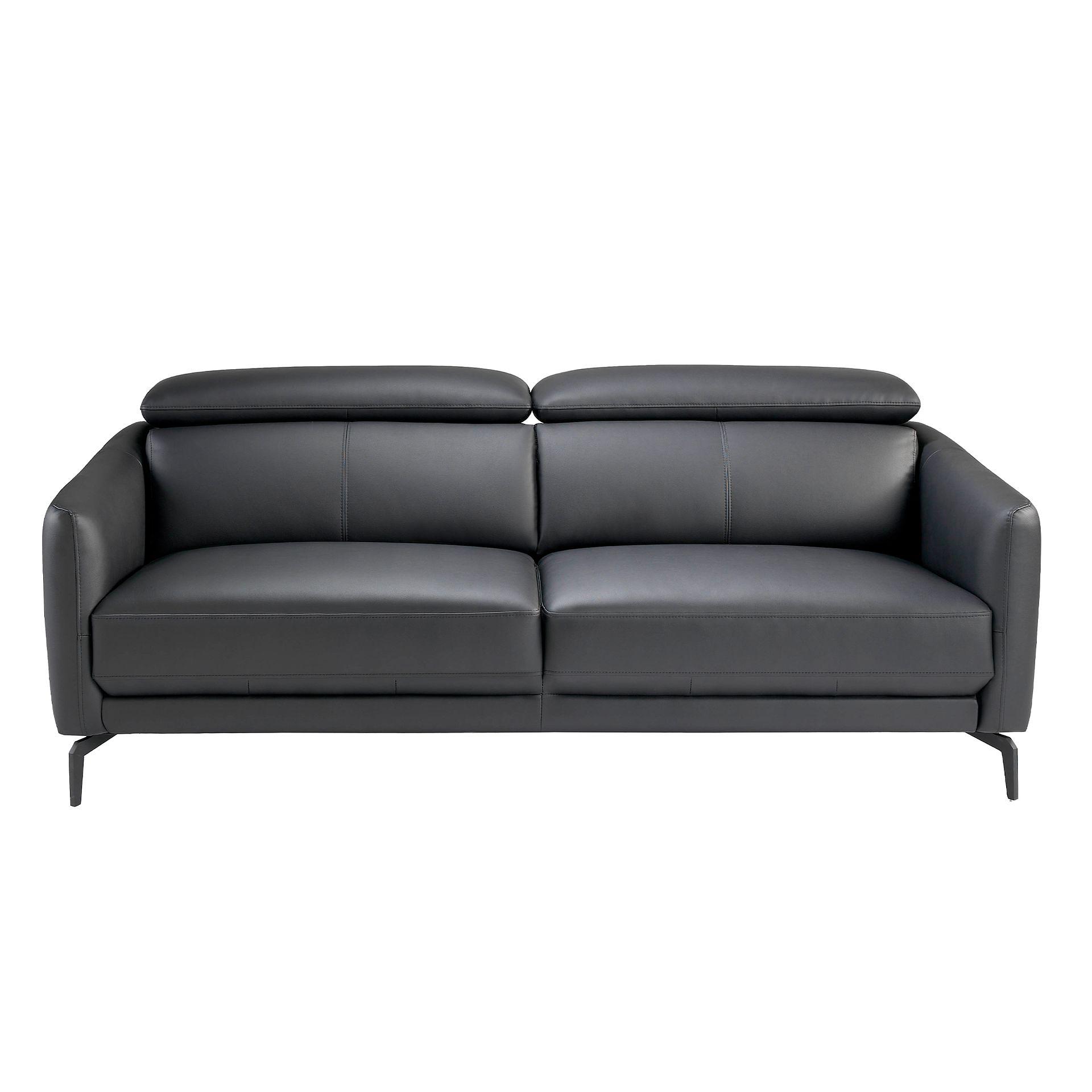 Sofa 3-seater Leather Black 5