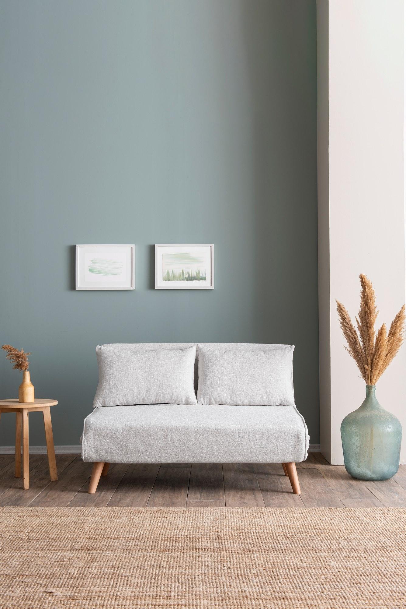 Foldable Sofa Bed 2-Seater White 3