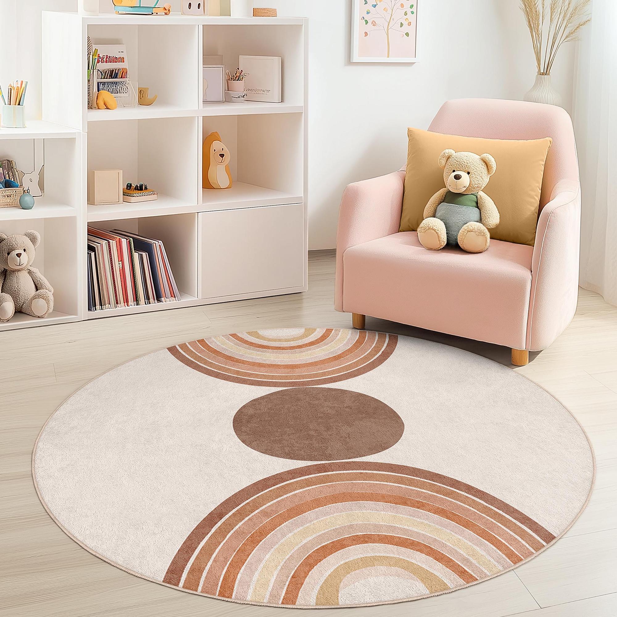 Boho-Rainbow Children's Rug Multicolored Ø120cm 2