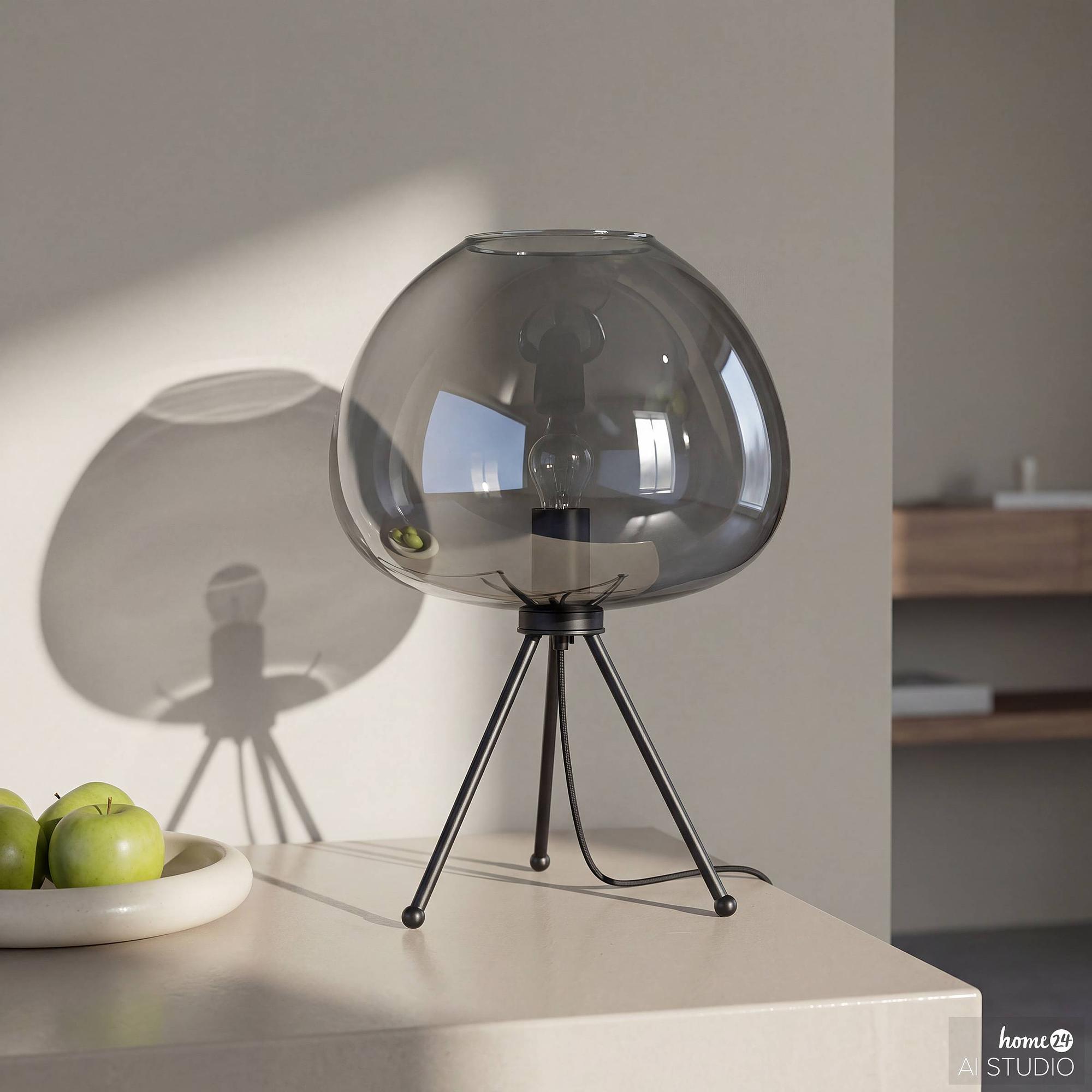 Tischleuchte ARA Rauchglas Eisen 3