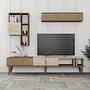 Milan lowboard with wall shelf walnut brown cream 2