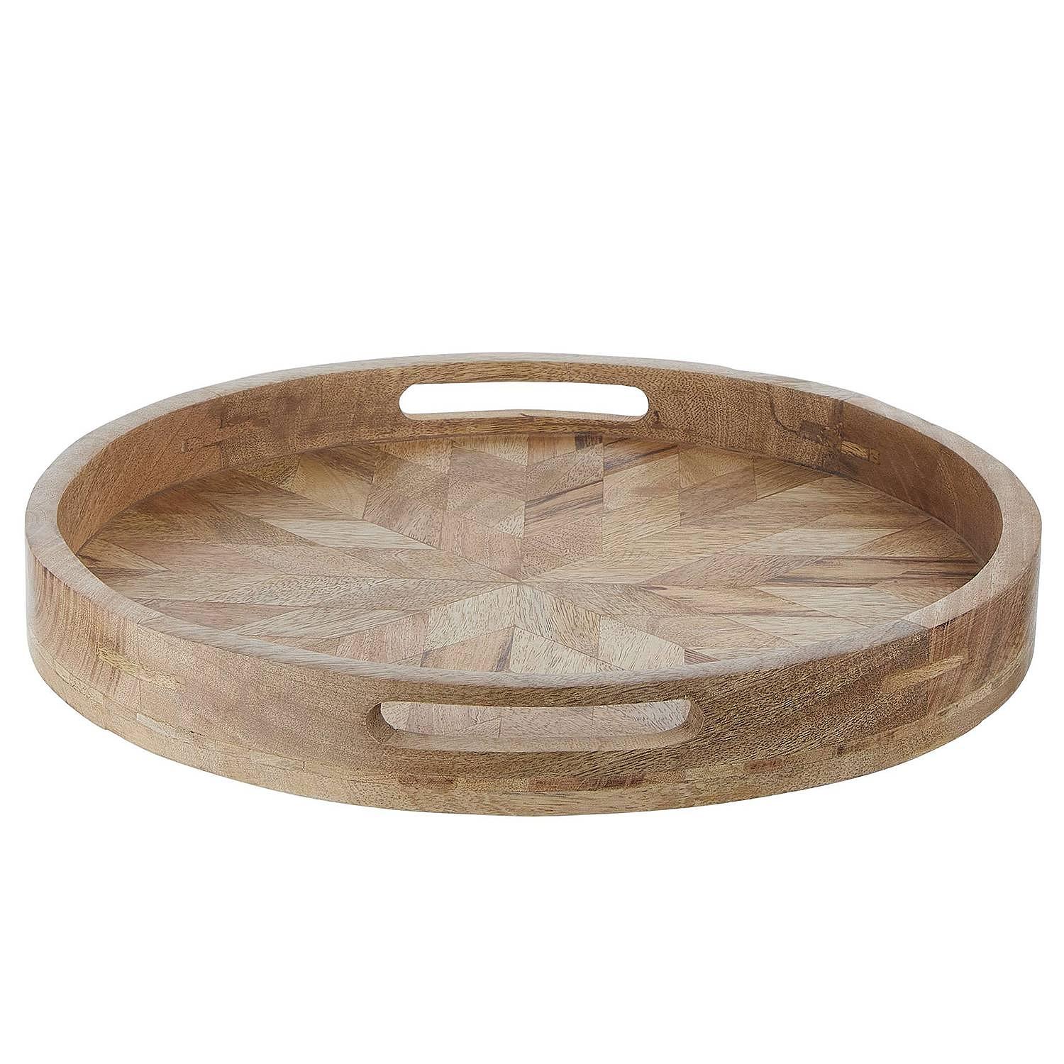 Tablett MANGO DAYS Mangoholz Braun Durchmesser: 40 cm 4