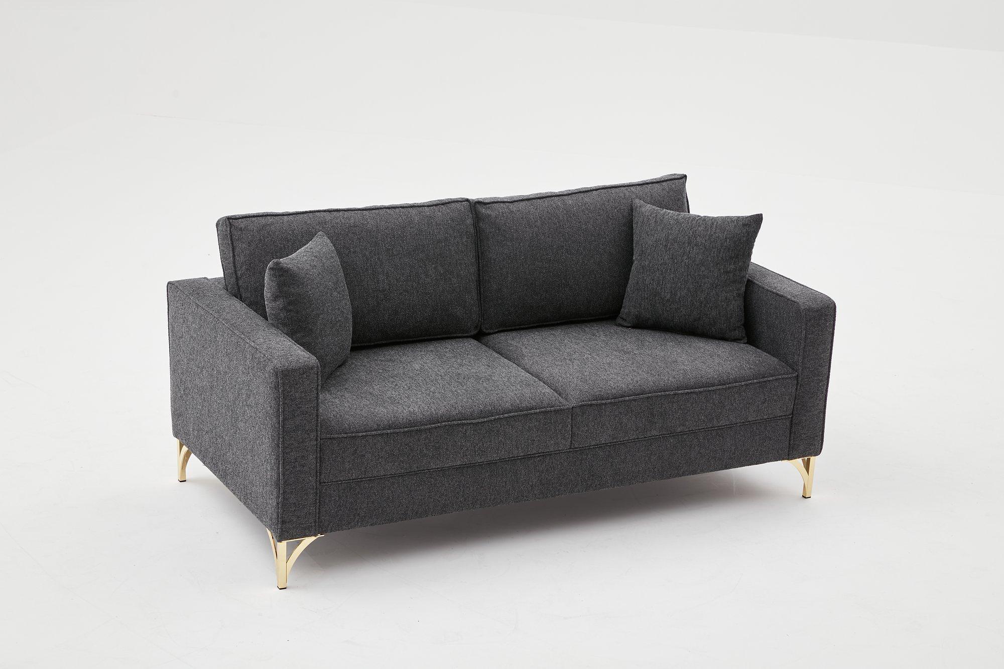 Lima Sofa 2-Sitzer Anthrazit mit schwarzen Beinen 4