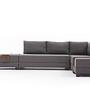 Fly Divano angolare destro con 2 pouf marrone 4
