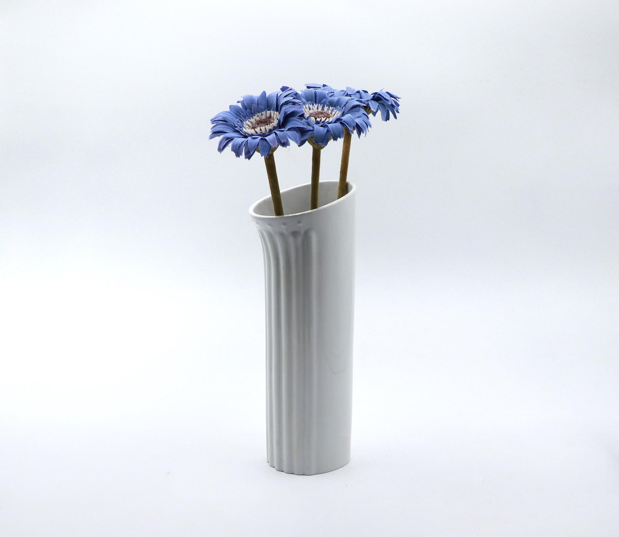 2x Vintage Vase Keramik Weiß 1970er Jahre 4