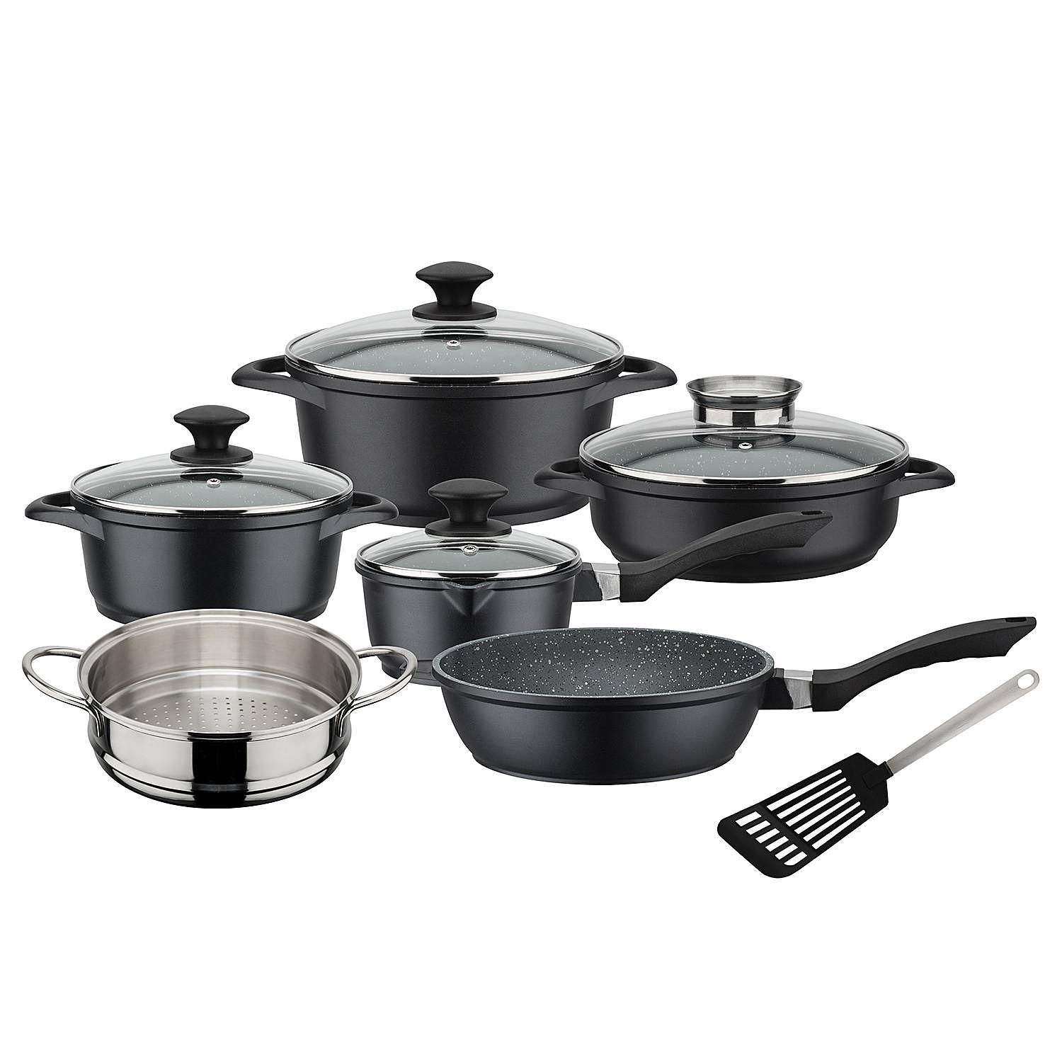 x10 Topfset Gourmet Granit Aluminium Grau 0