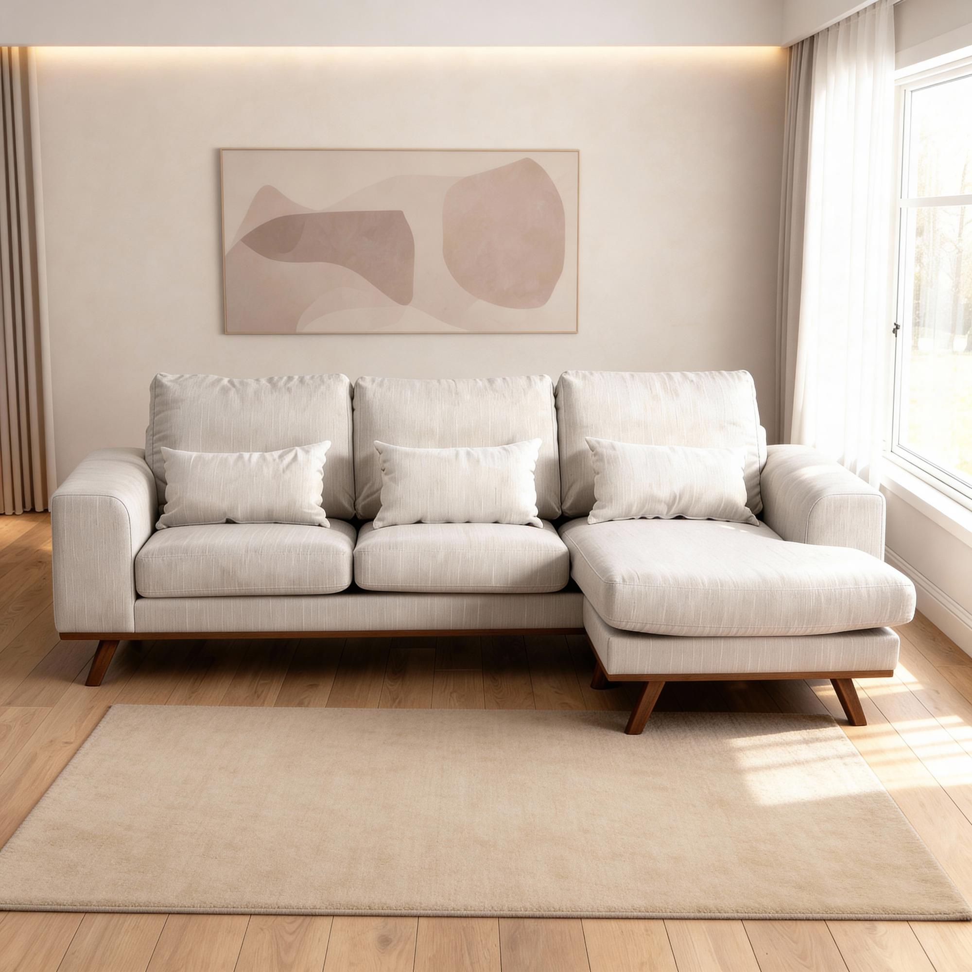 Ecksofa Japandi 3-Sitzer Beige 14