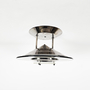Vintage Deckenlampe Messing Glas Grau 1980er Jahre 1