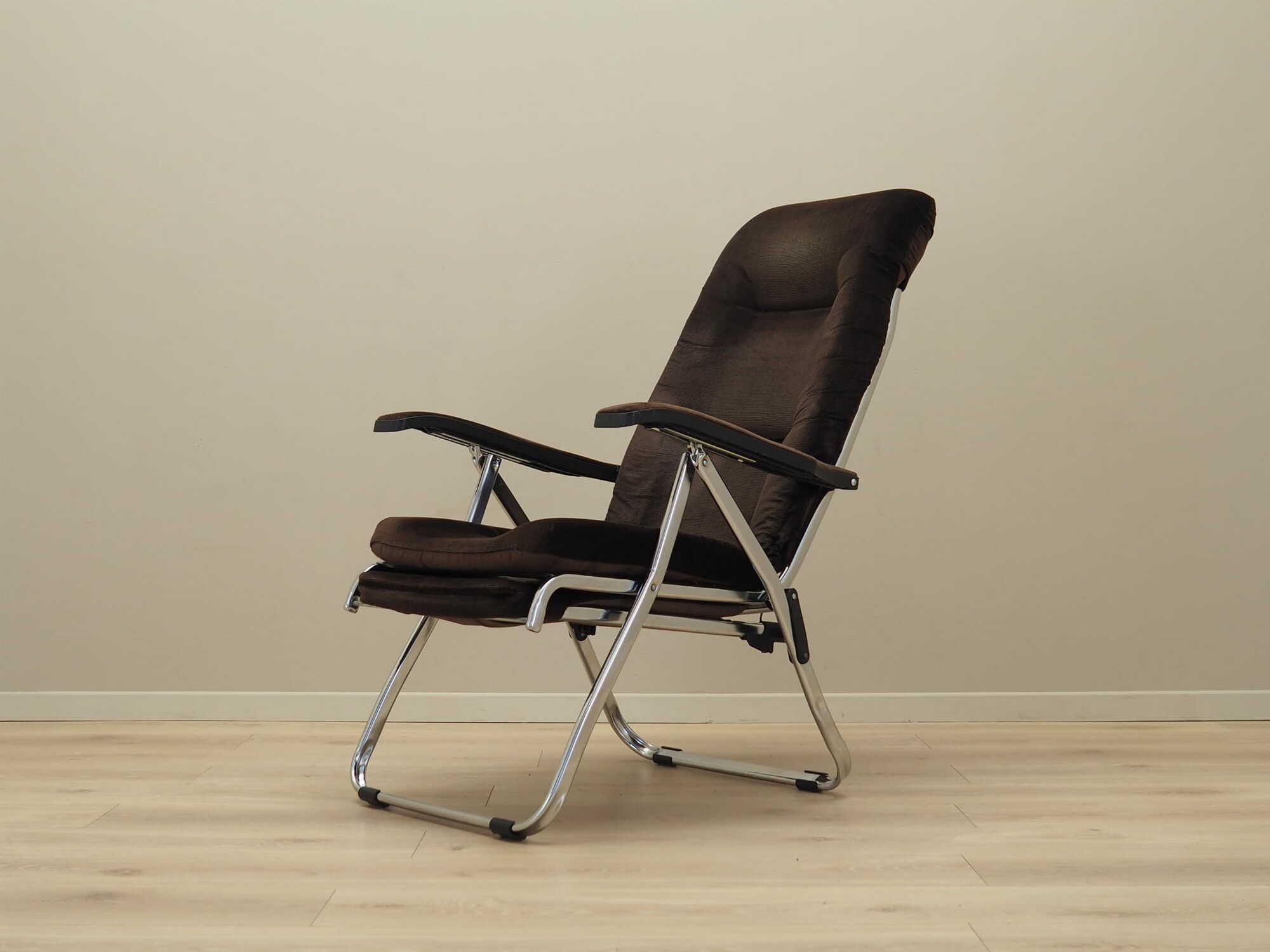 Vintage armchair velvet metal brown 1970s 2