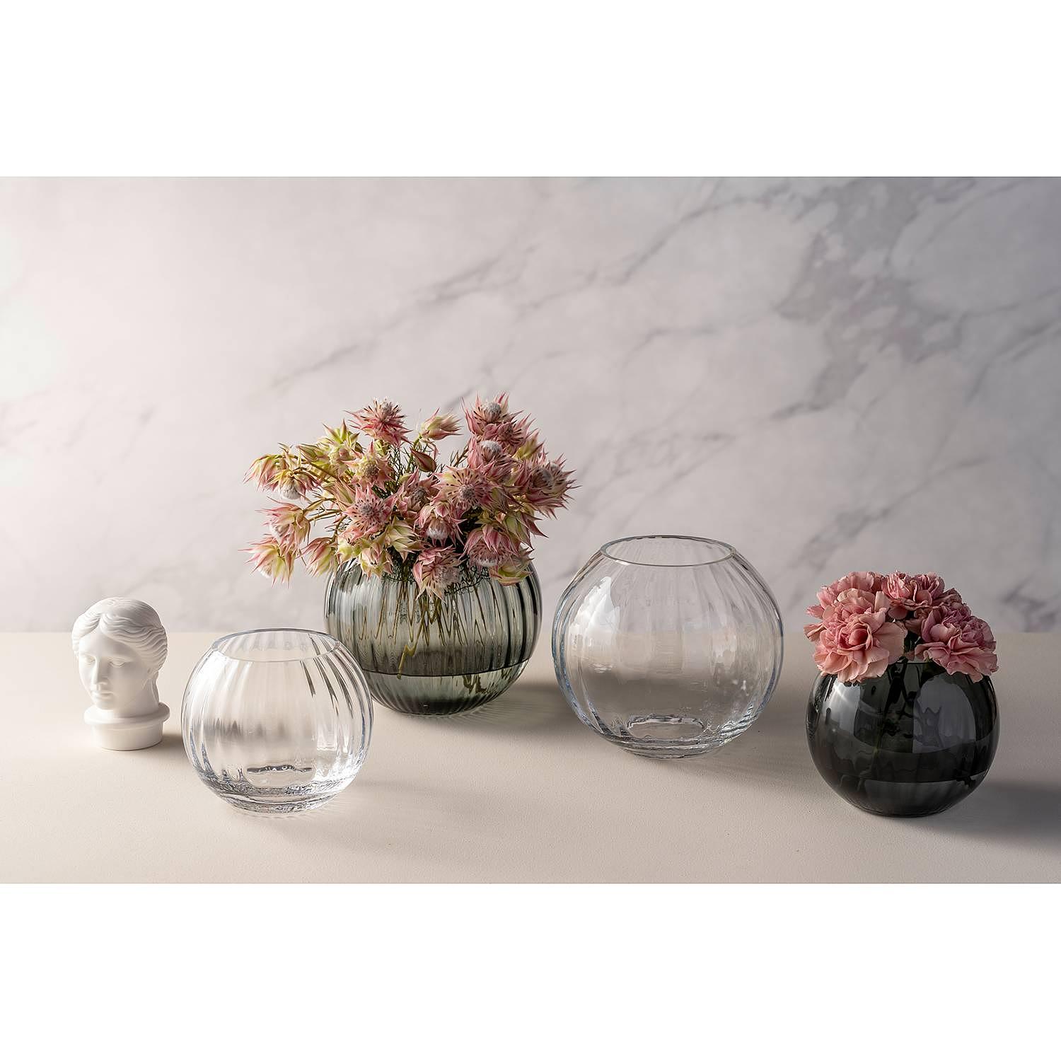 Kugelvase Poesia Kristallglas Grau Ø 15cm 3