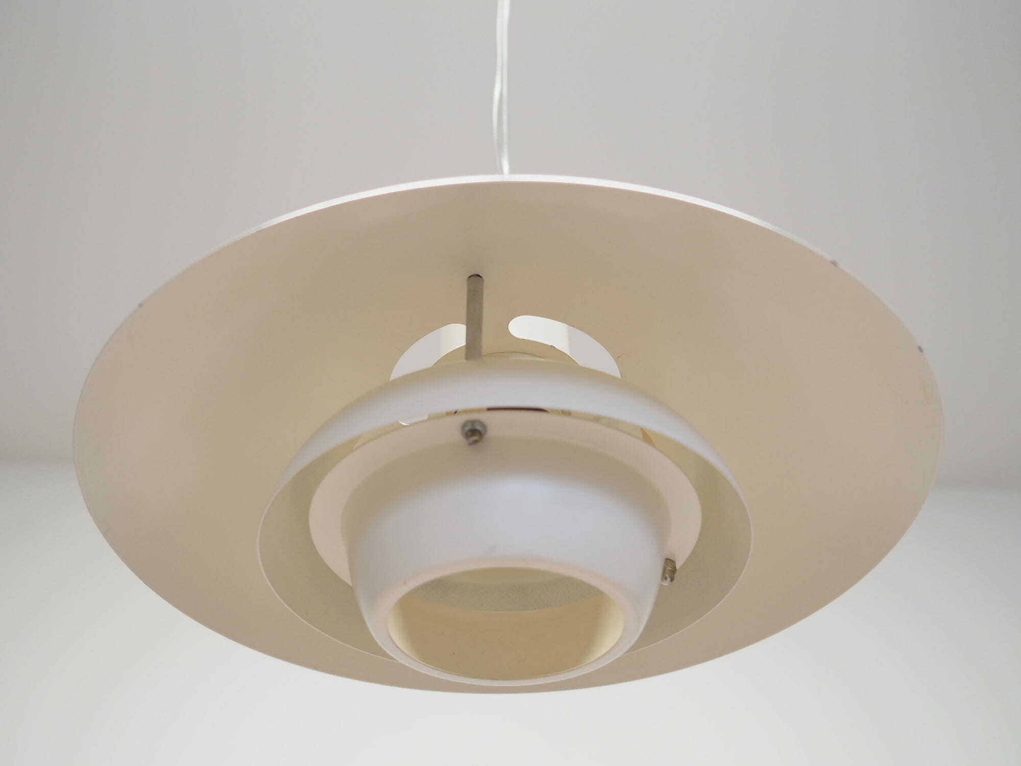 Vintage pendant lamp metal white 1970s 5
