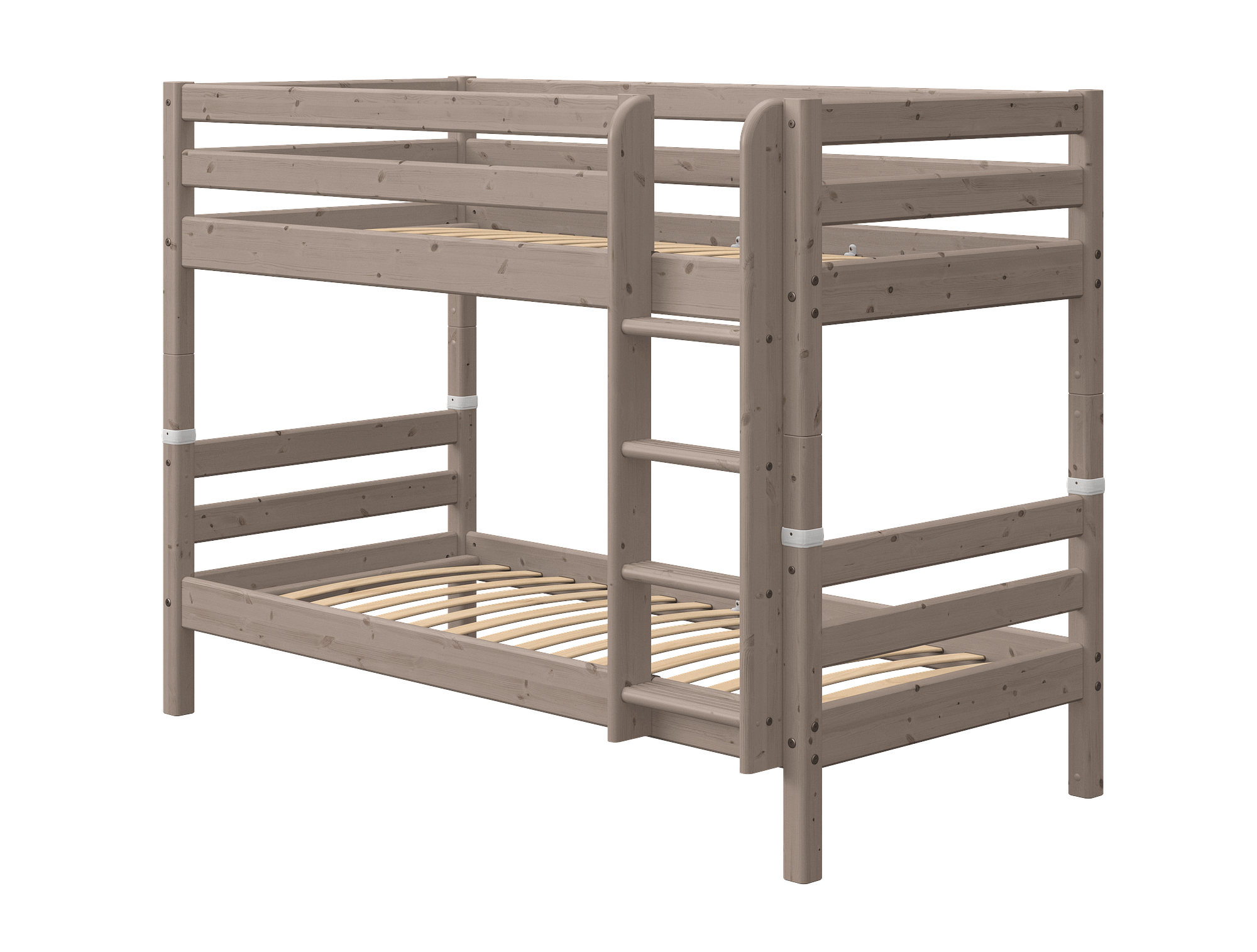Etagenbett mit gerader Leiter Holz Grau 0
