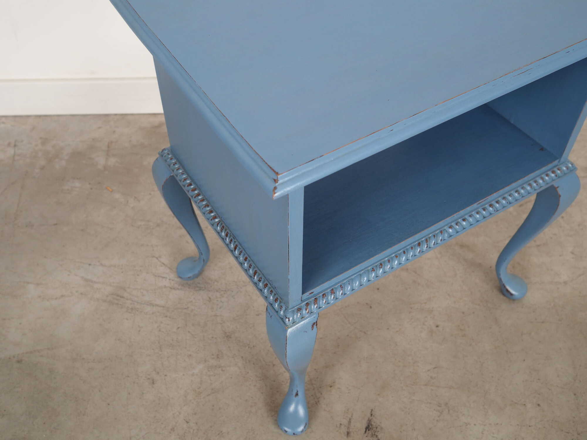 Vintage side table Oak wood Blue 1960s 5