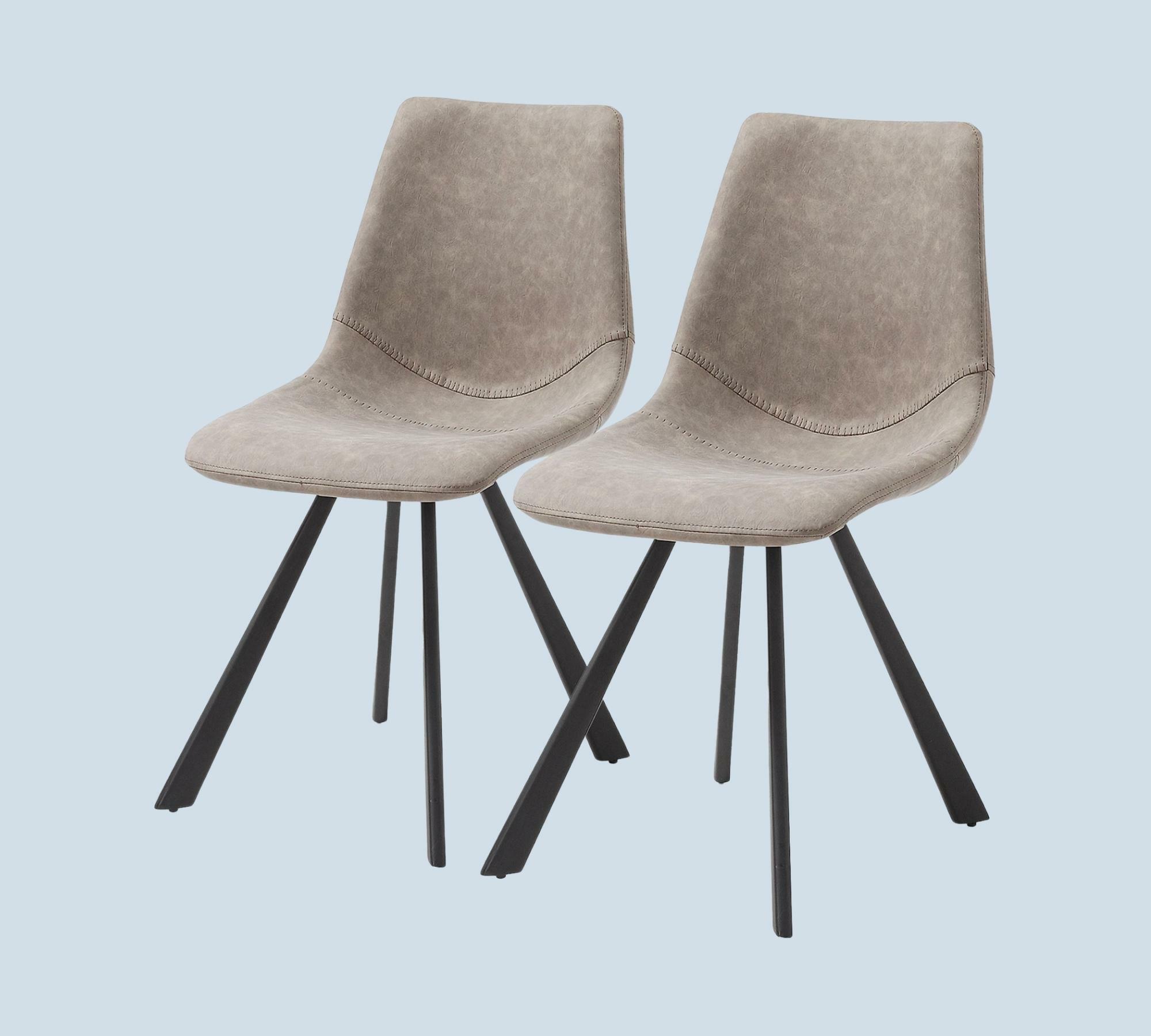 2x Polsterstuhl Kunstleder Stahl Sand 0