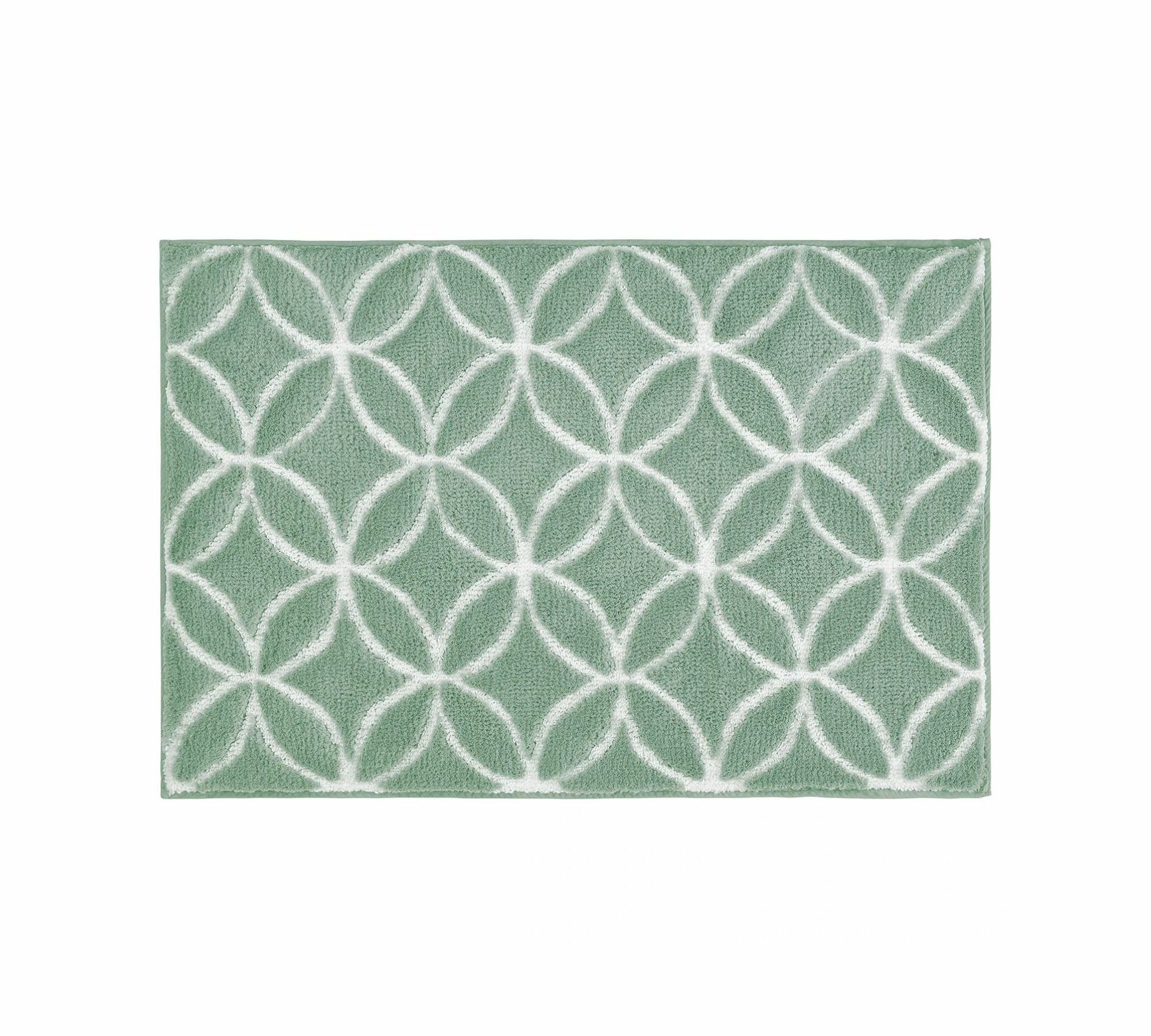 Badteppich Textil Grün Gemustert 70 x 120 cm 0