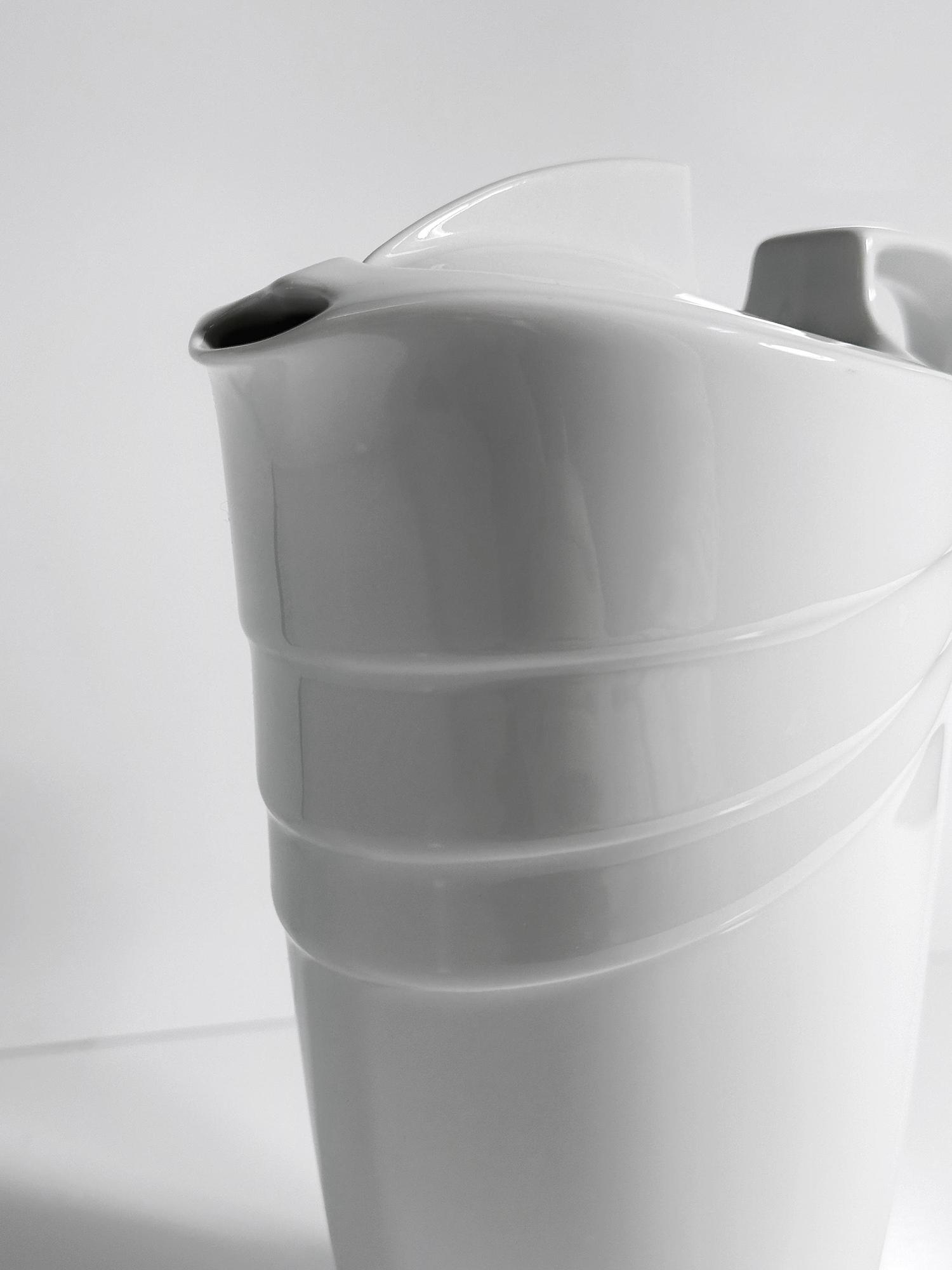 Vintage coffee pot ceramic white 1980s 4