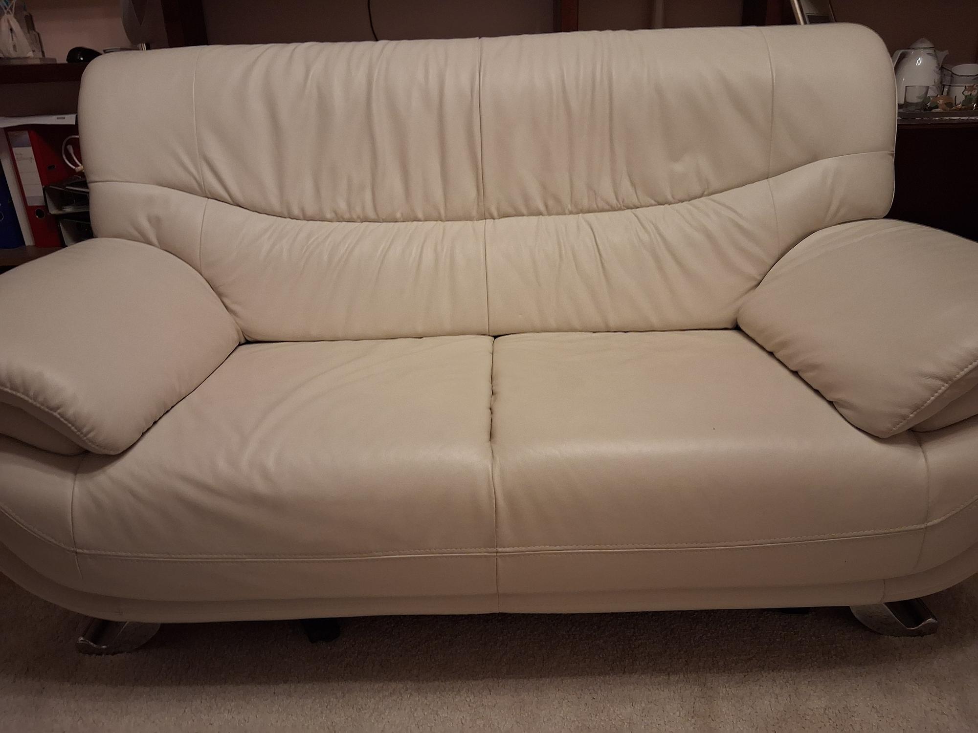 Sofa 2-seater Leather White 1
