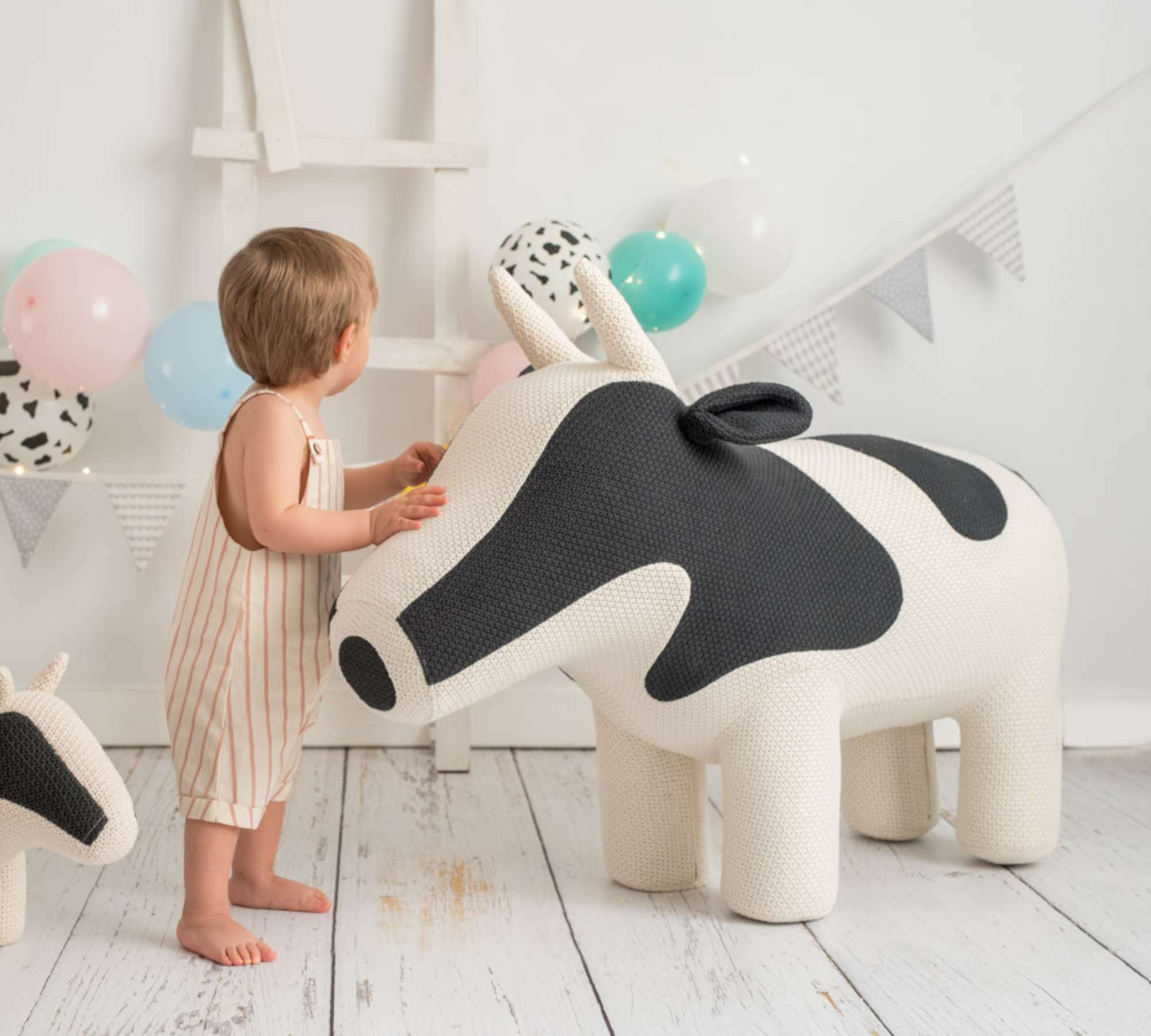Cow Maxi plush toy Cotton Wood White Spotted 5
