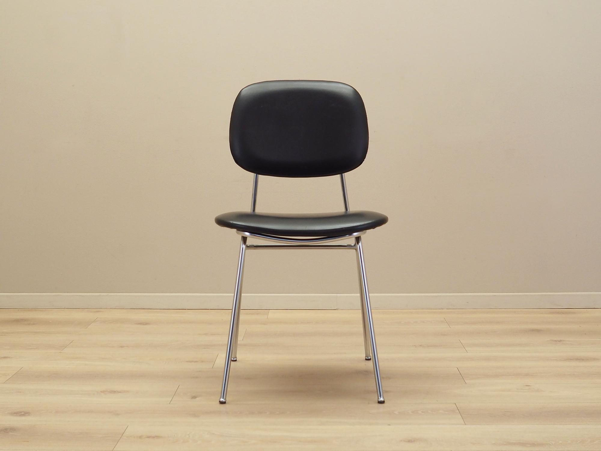 Dining chair faux leather metal 1970s 2