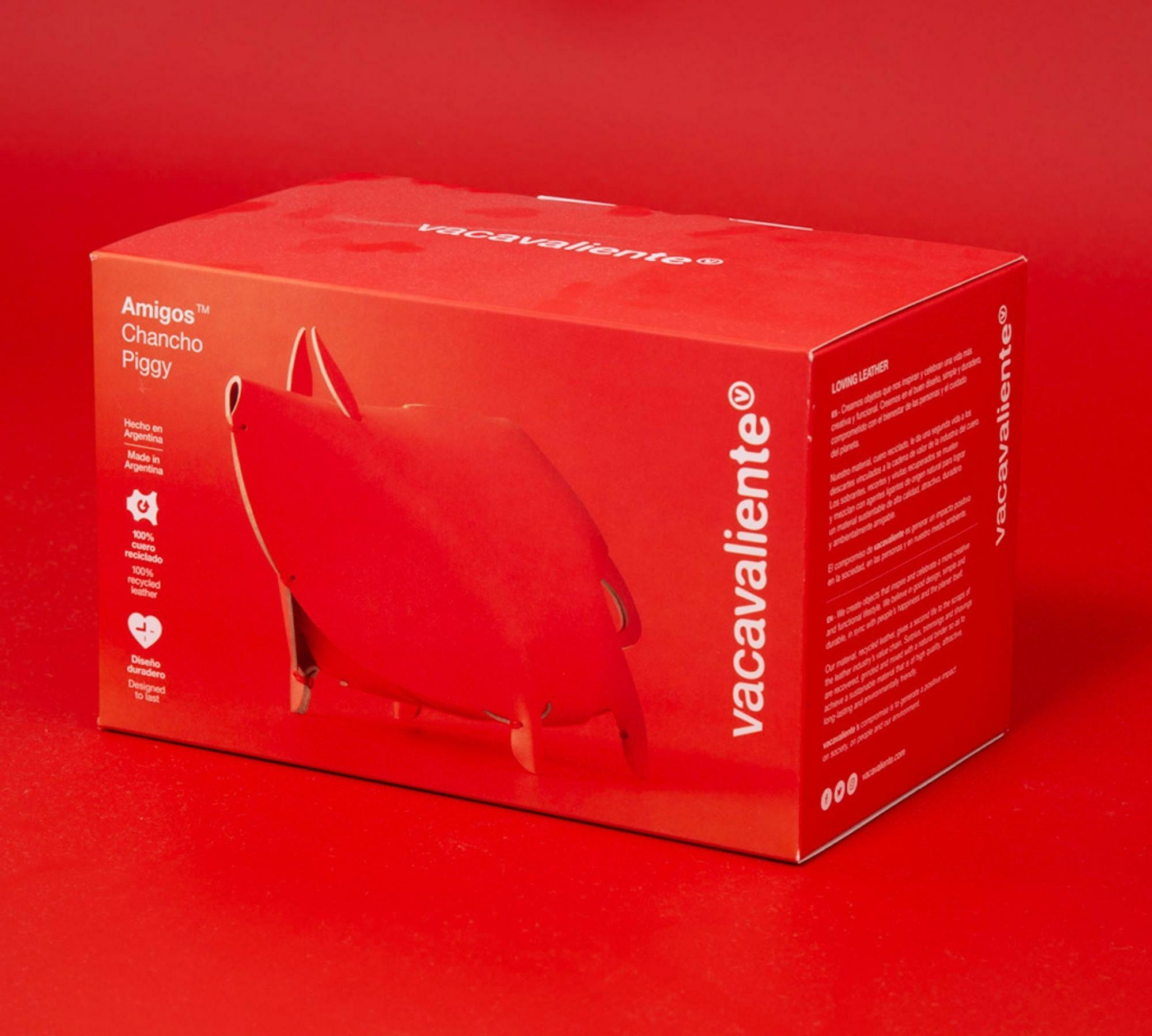 Sparschwein aus 100% Recyceltem Leder aus Spanien Rot 4