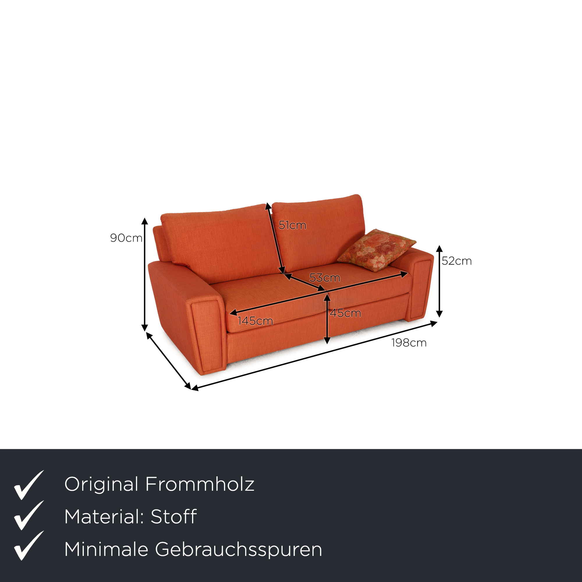 Sofa 2-Sitzer Stoff Orange 1