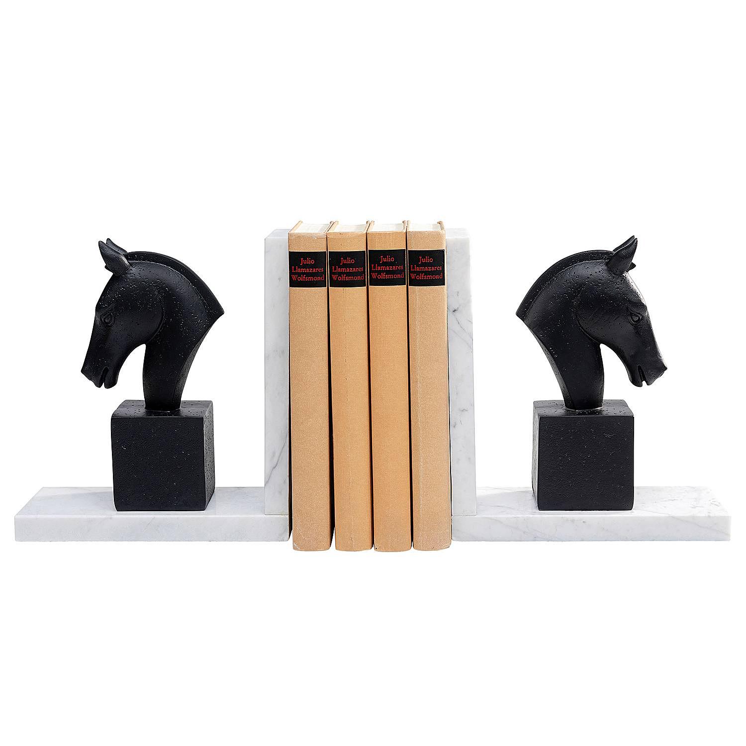 Buchstütze Horse 2er Set Polyresin Marmor Mehrfarbig 3