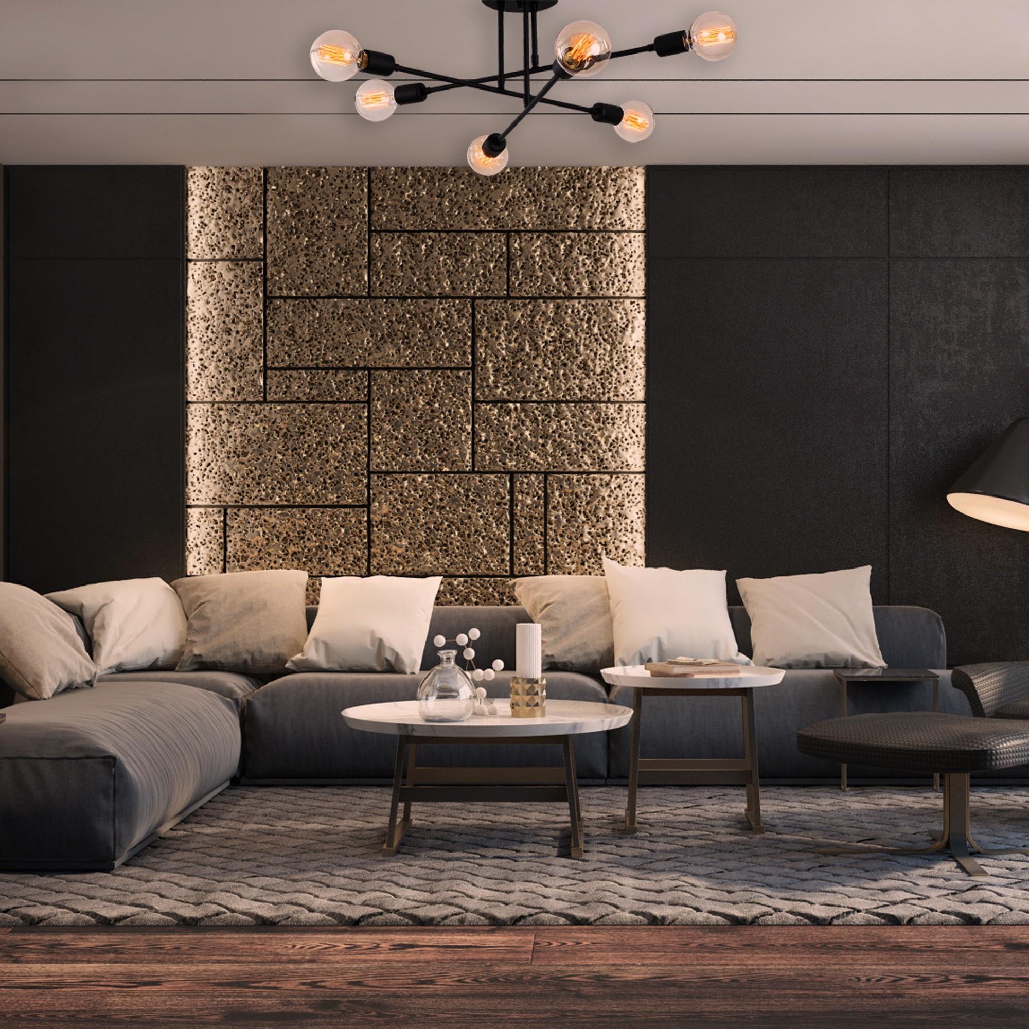 6-Flammig Flower 174-AV Deckenleuchte Eisen Schwarz 6