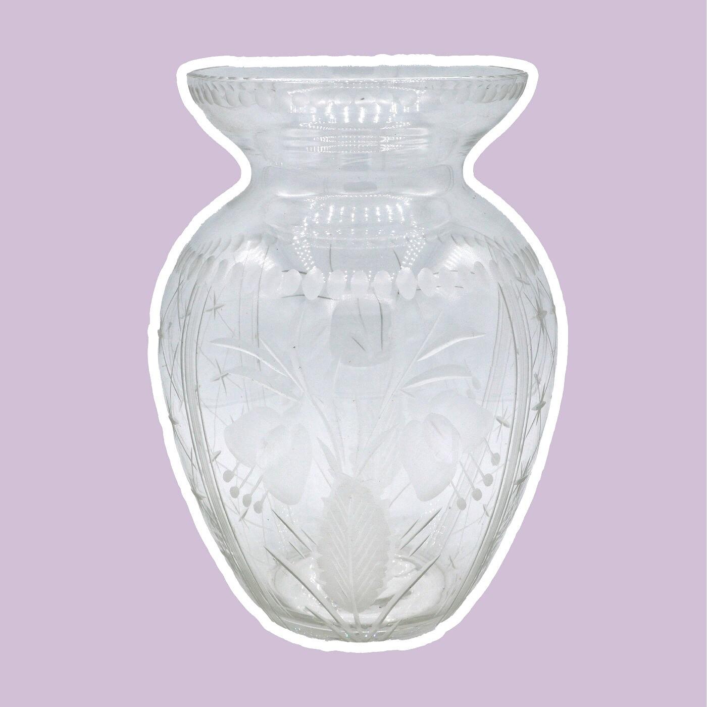 Vintage Art Deco Blumenvase Kristall 1920er Jahre 0