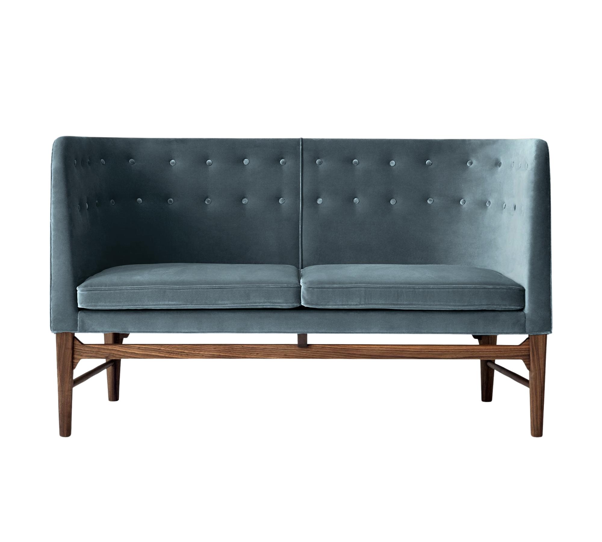 Mayor AJ6 Sofa Samt Walnussholz Blau 0