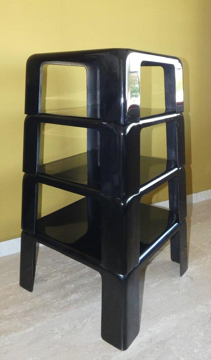 Nesting Tables Set of 4 Stackable Black 1960s 0