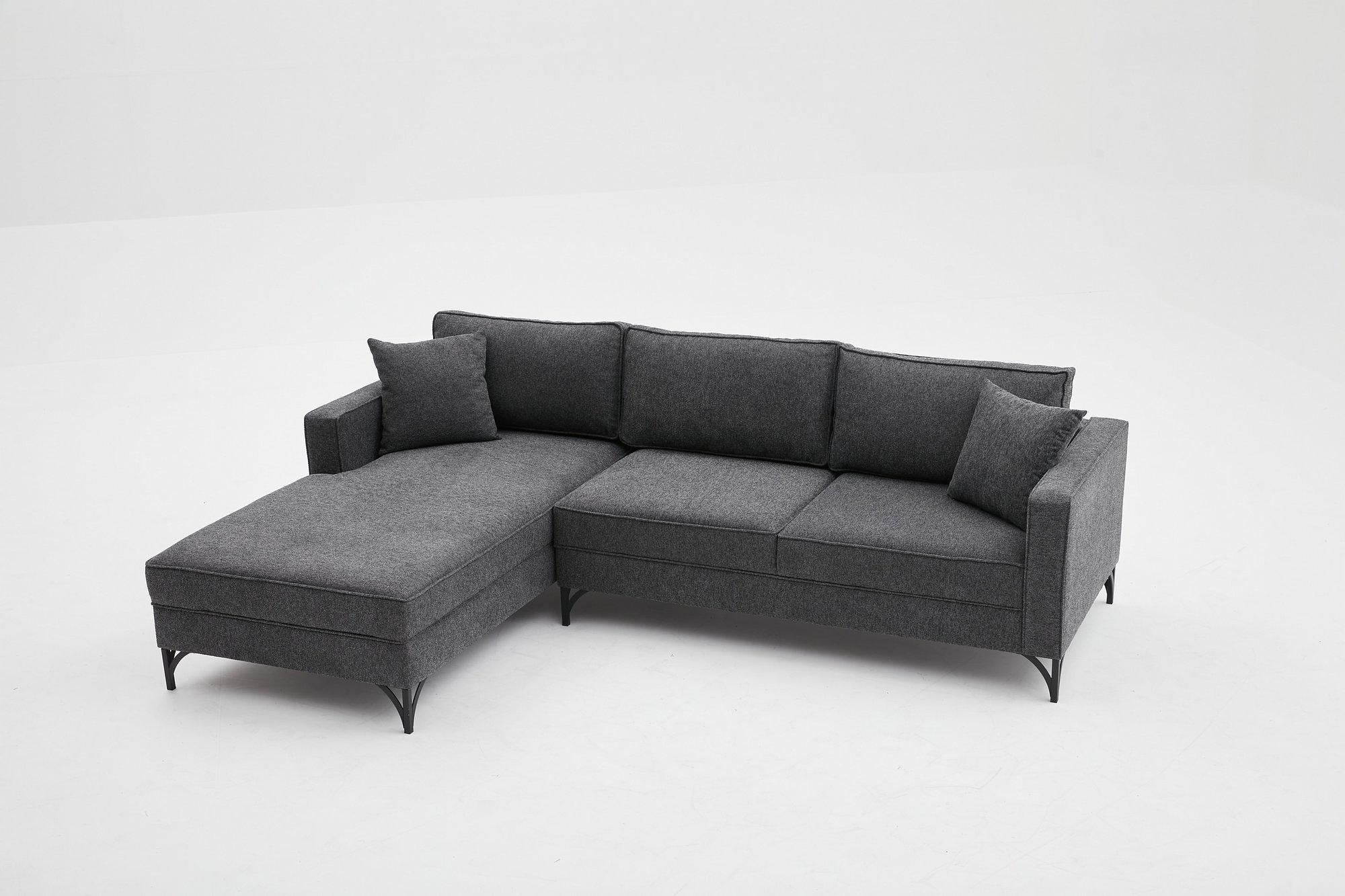 Lima Sofa Récamiere Links Anthrazit mit schwarzen Beinen 7