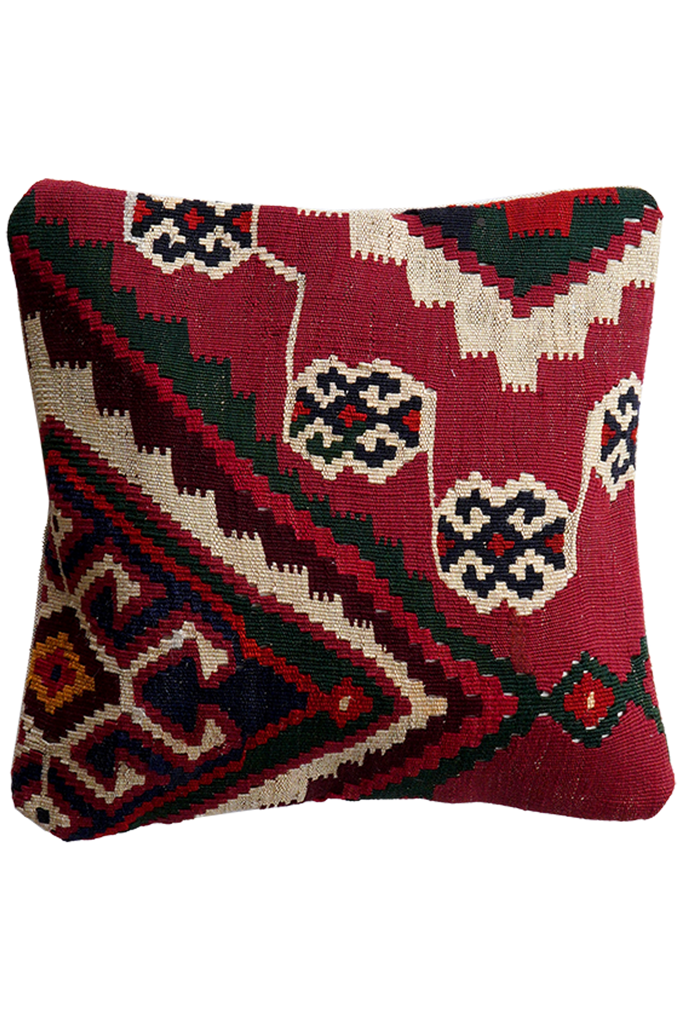 Kilim Kissenbezug Wolle Rot Schwarz 0