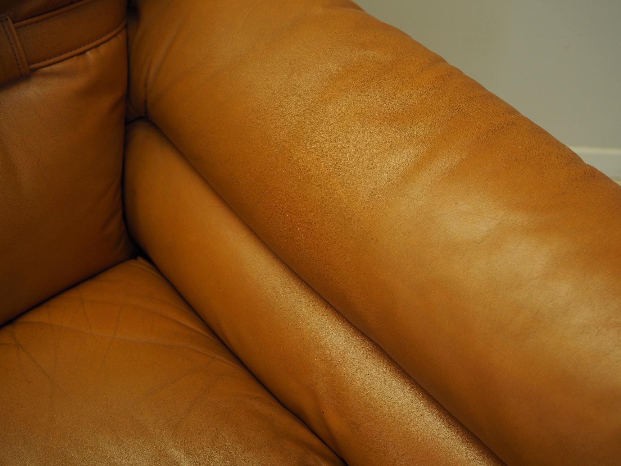 Sofa Leder Braun 1960er Jahre 13