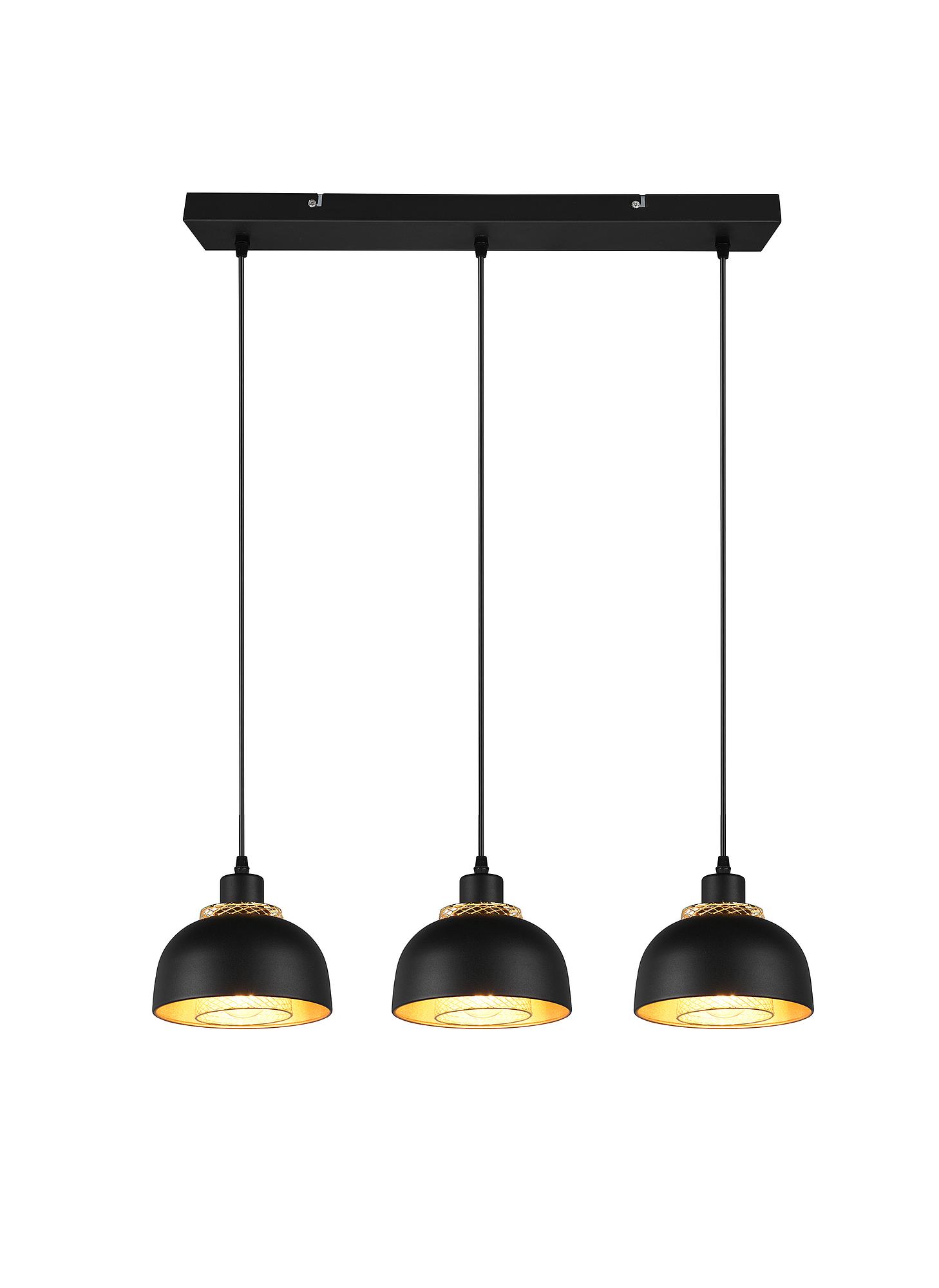 3-Burner Punch Pendant Lamp Iron Black 3