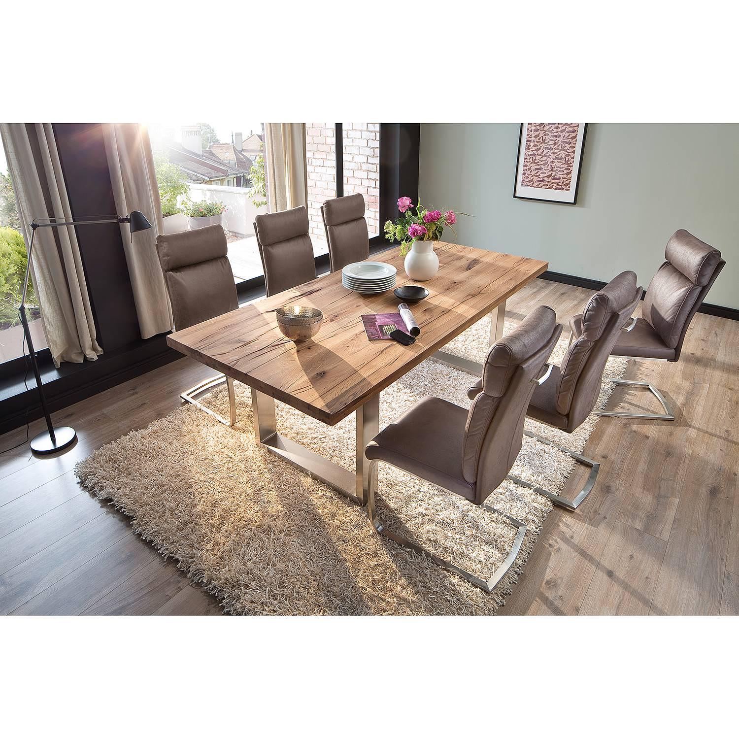 2x Freischwinger Sarena Stainless Steel Silver Antique Brown 2