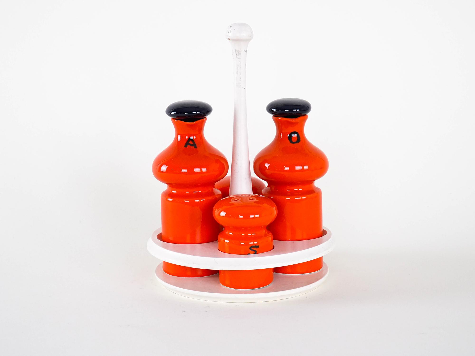 Ceramic spice set red 1960s 3