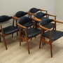 6x Chair Teak Wood Leather Black 1970s 3