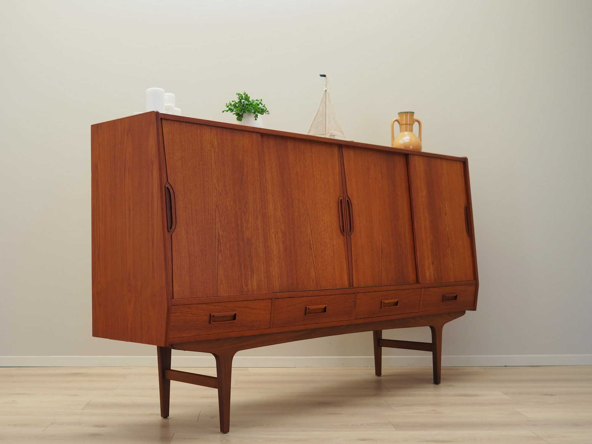 Highboard Holz Braun 1960er Jahre 5