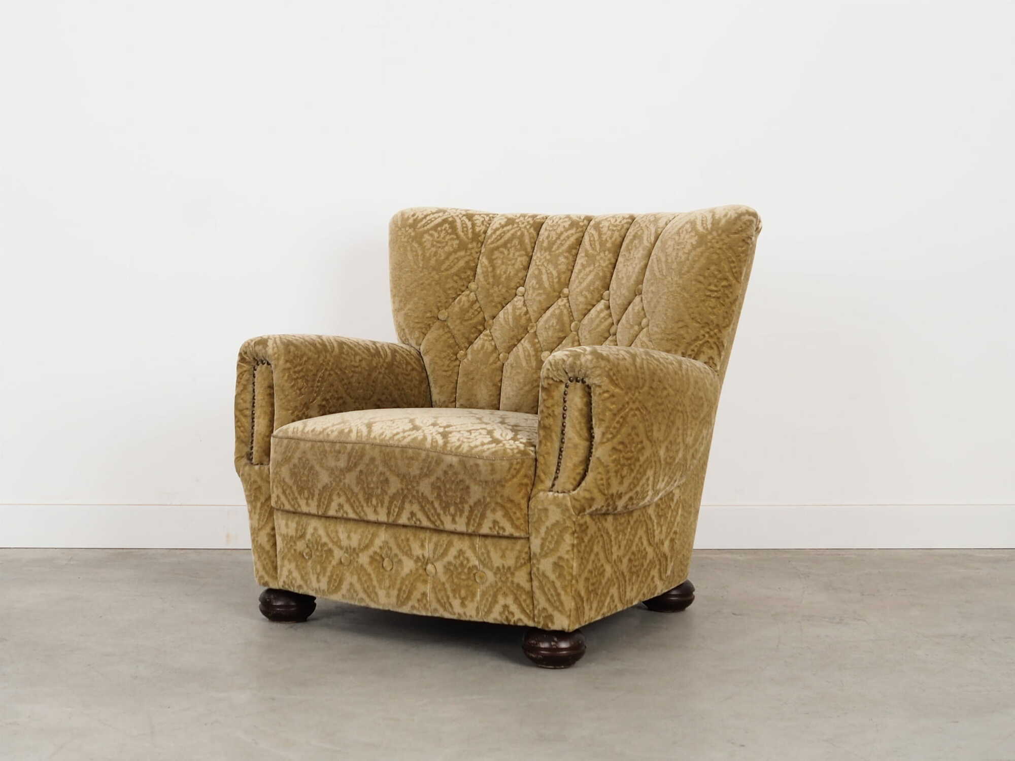 Armchair Textile Wood Yellow 1960s 2