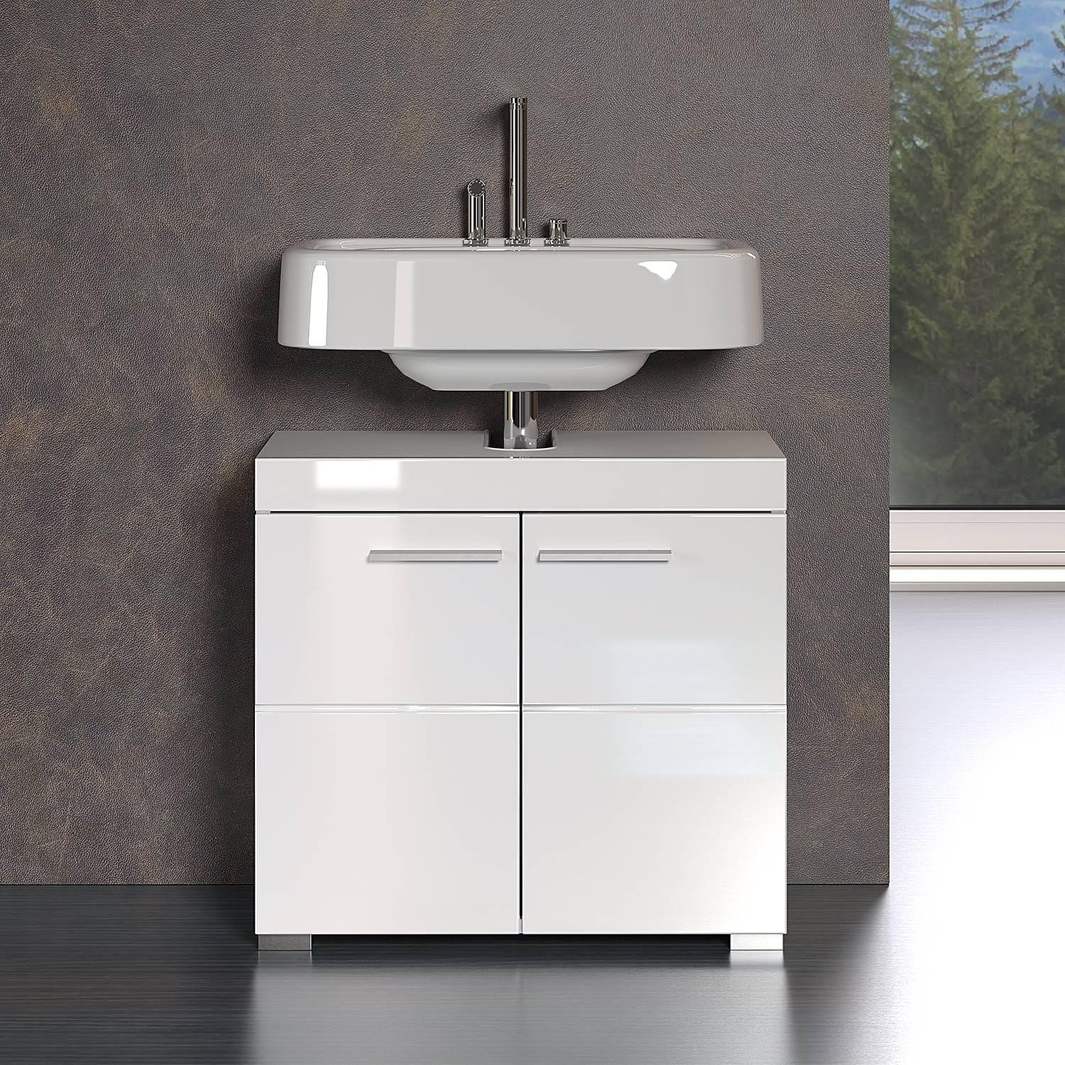 Amanda Waschbeckenunterschrank Hochglanz Weiß 3