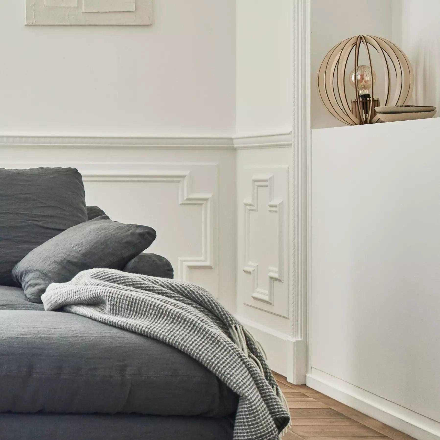 OYA Tischlampe Holz Weiß 35cm 2