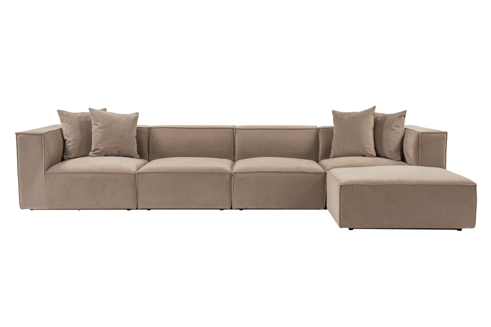 Sofa Récamiere Rechts Leinen Holz Cappuccino 1