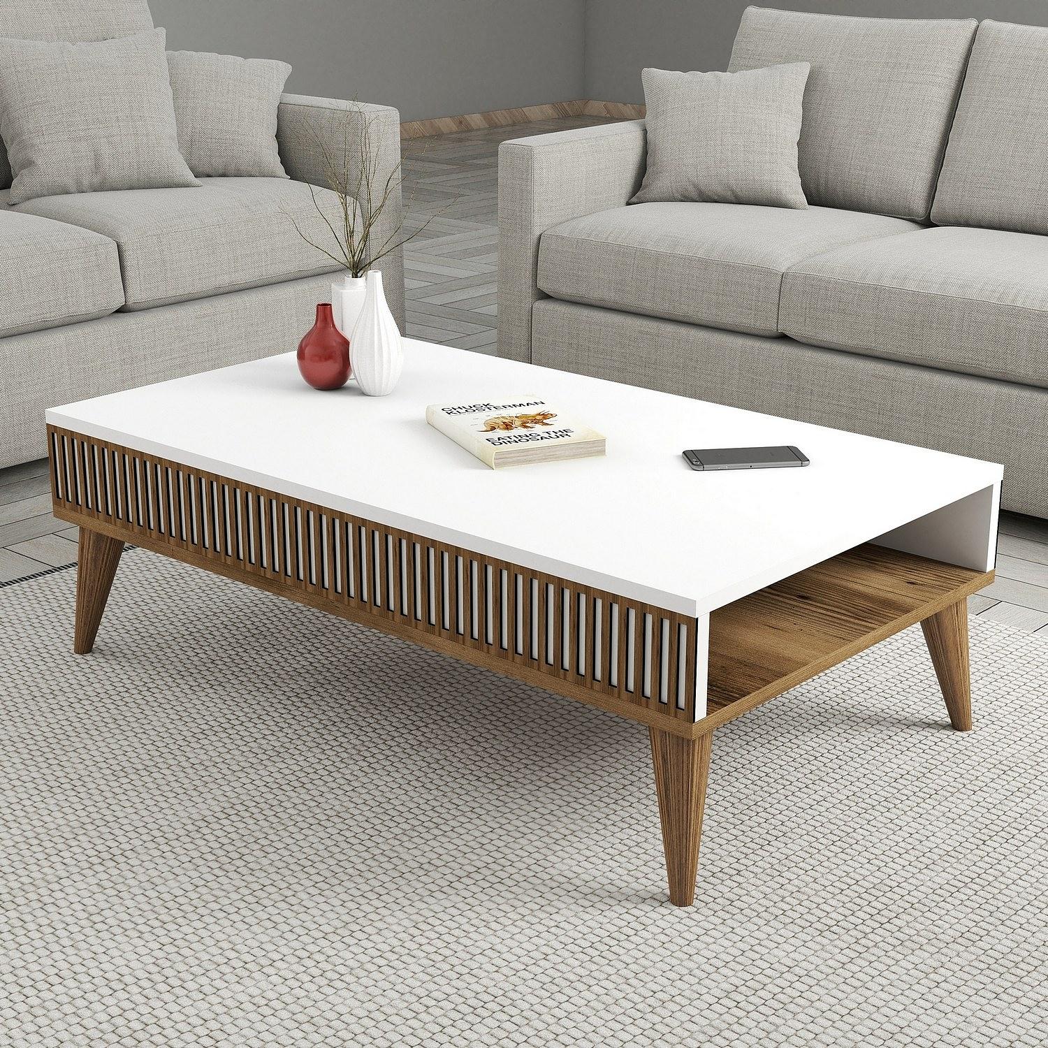 Milan Coffee table walnut brown white 0