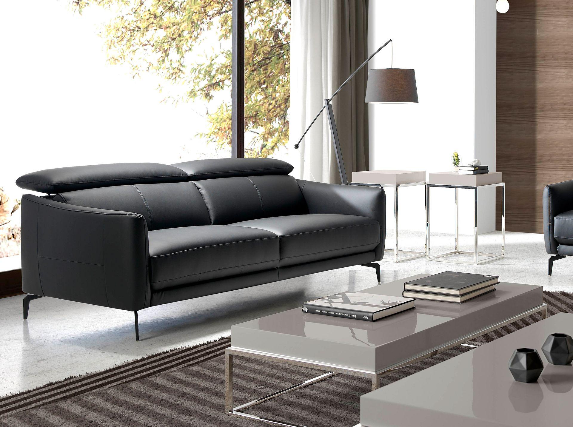 Sofa 3-Sitzer Leder Schwarz 1