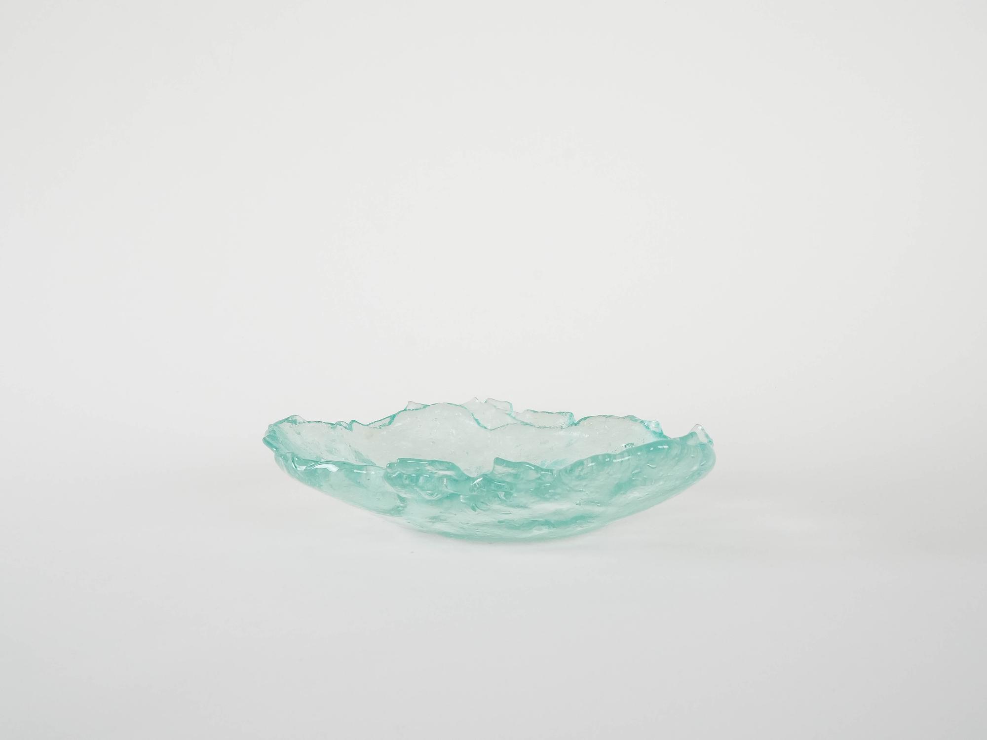 Glass bowl Green Transparent 1970s 3