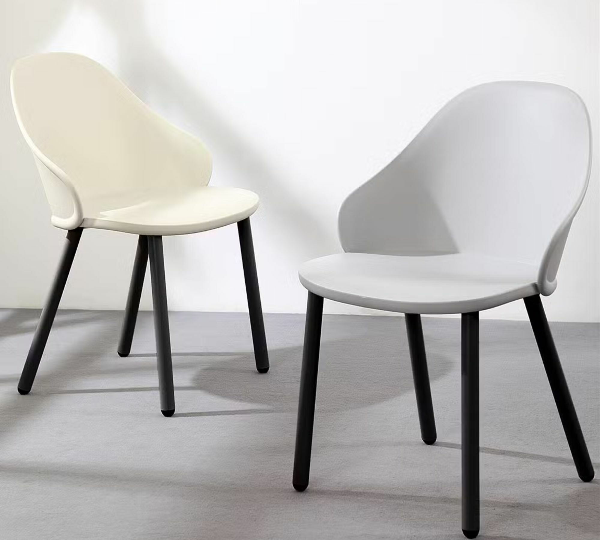 2x Peropos Dining Chair Metal Plastic Grey 2