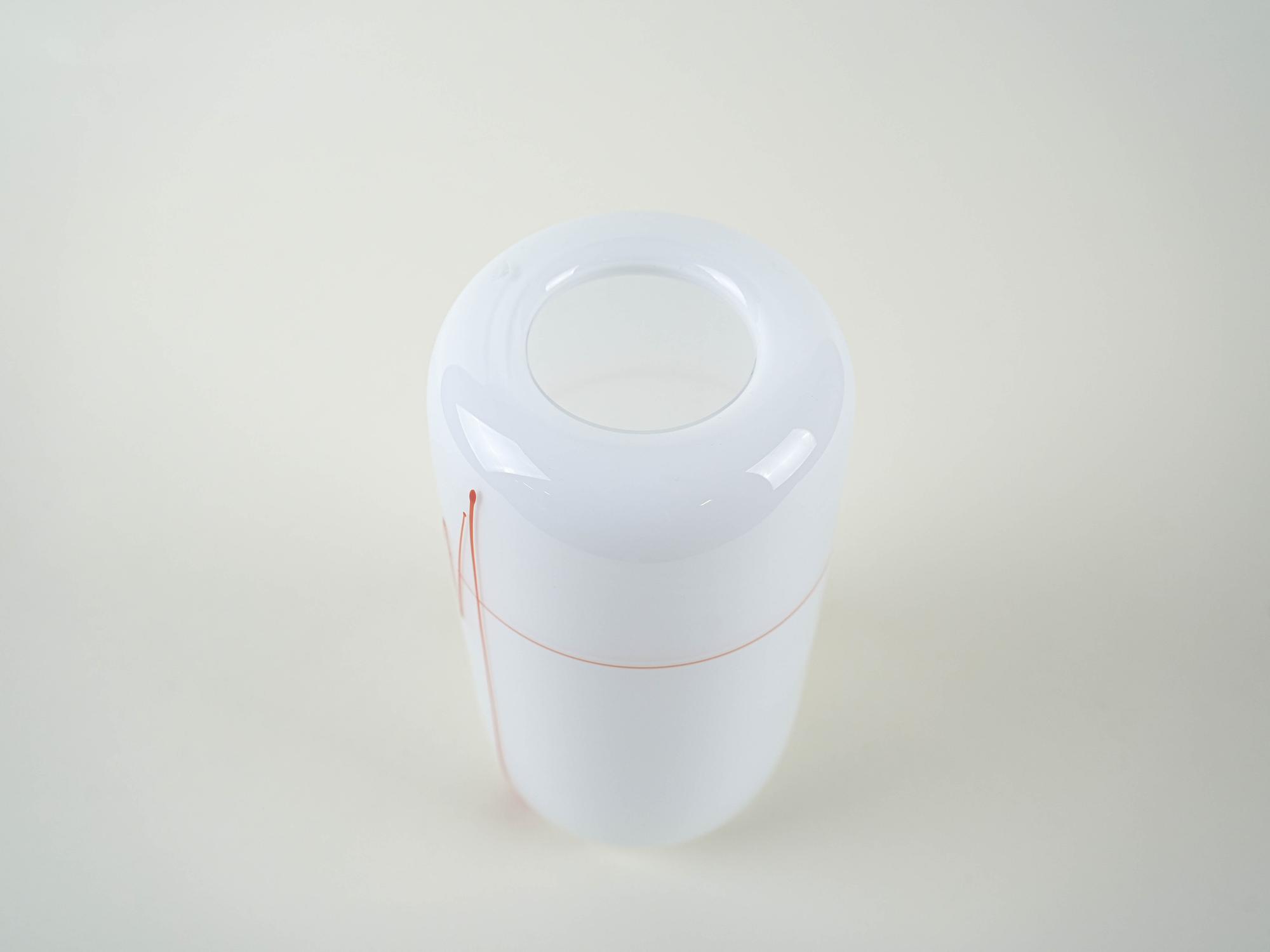 Vase Matte Glass White Red 1970s 6