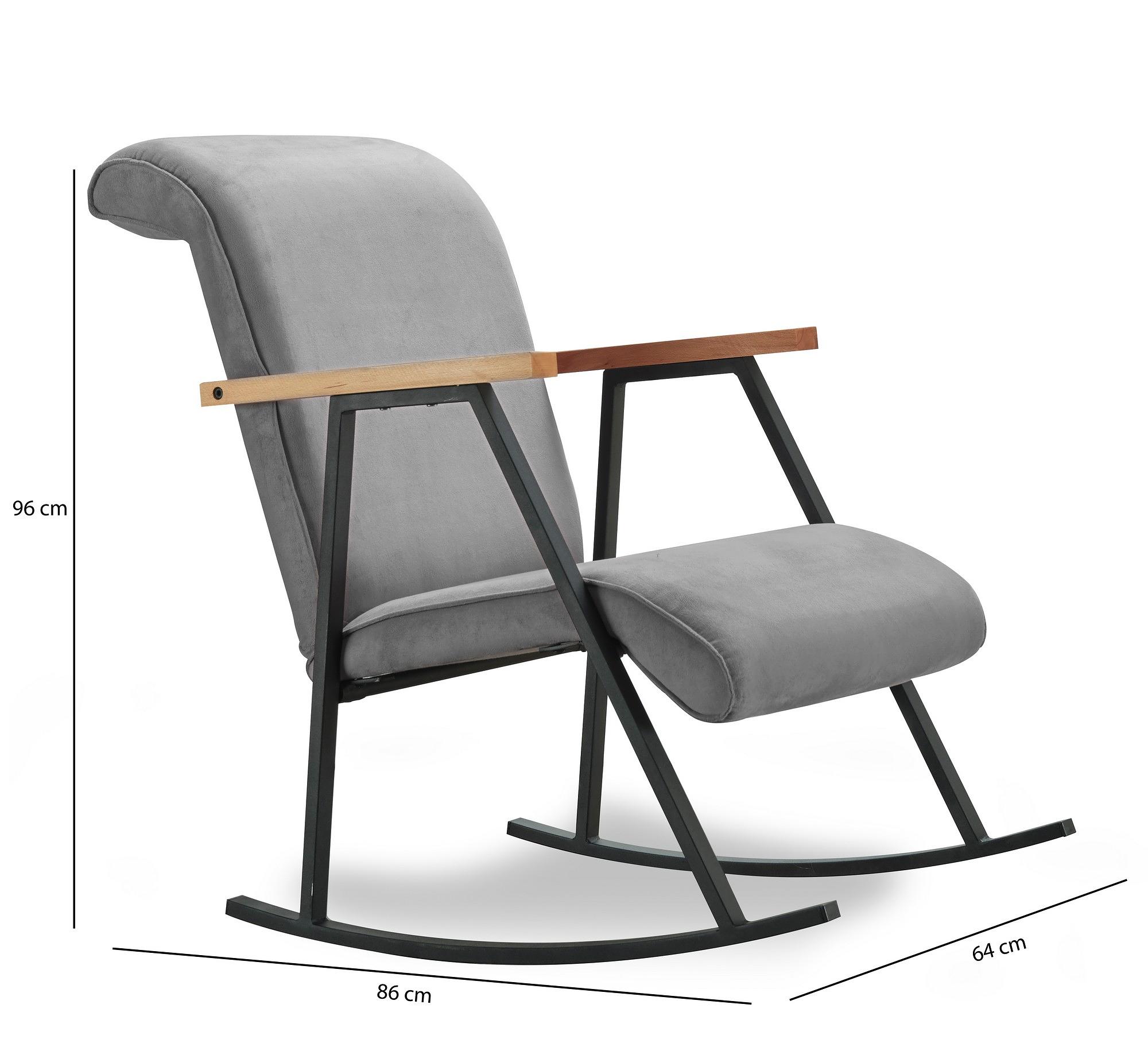 Yoka Schaukelstuhl Textil Grau 4