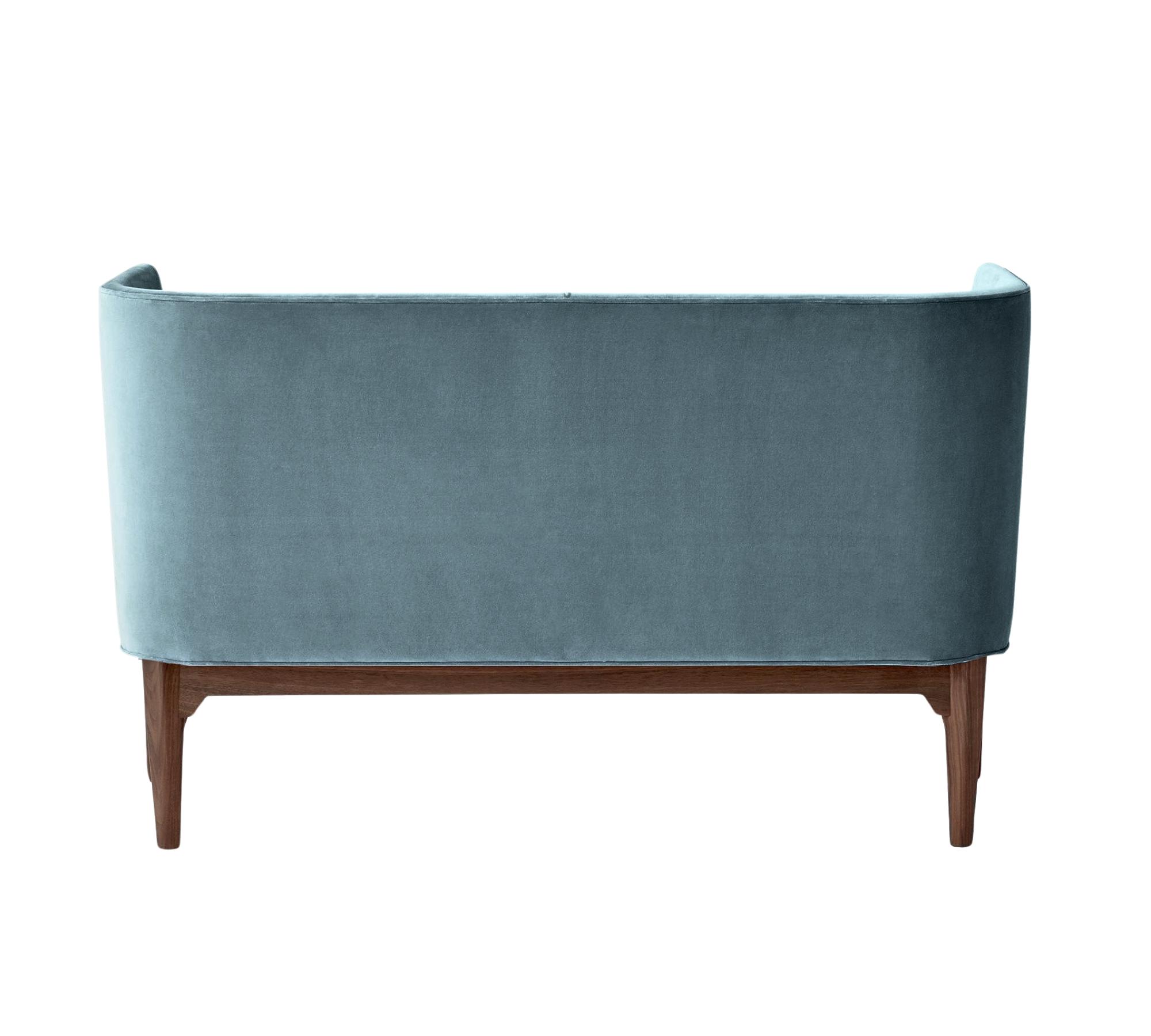 Mayor AJ6 Sofa Samt Walnussholz Blau 1