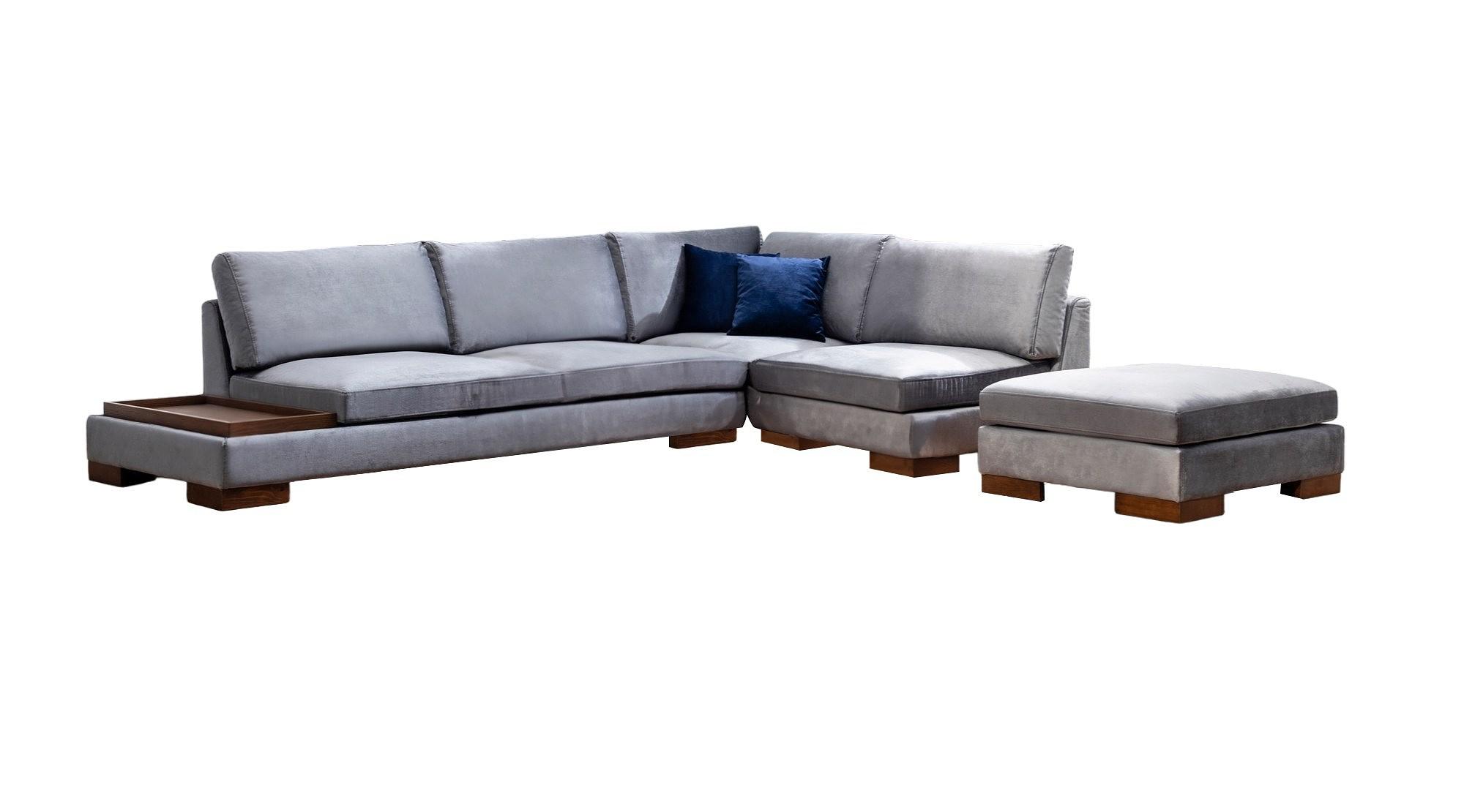 Tulip Ecksofa Rechts mit Hocker Dunkelgrau 6